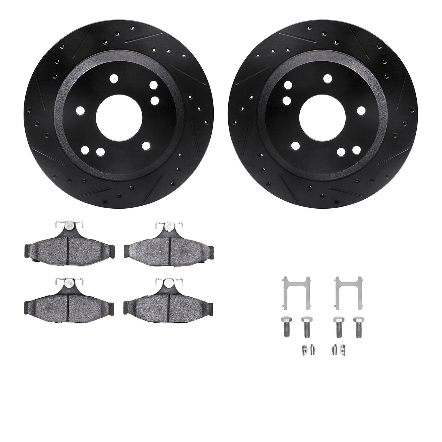 DYN 8612-47000 DFC Rotors-Drilled & Slotted-Black w/ EURO 5000 Ceramic Brake Pads Incl Hdw
