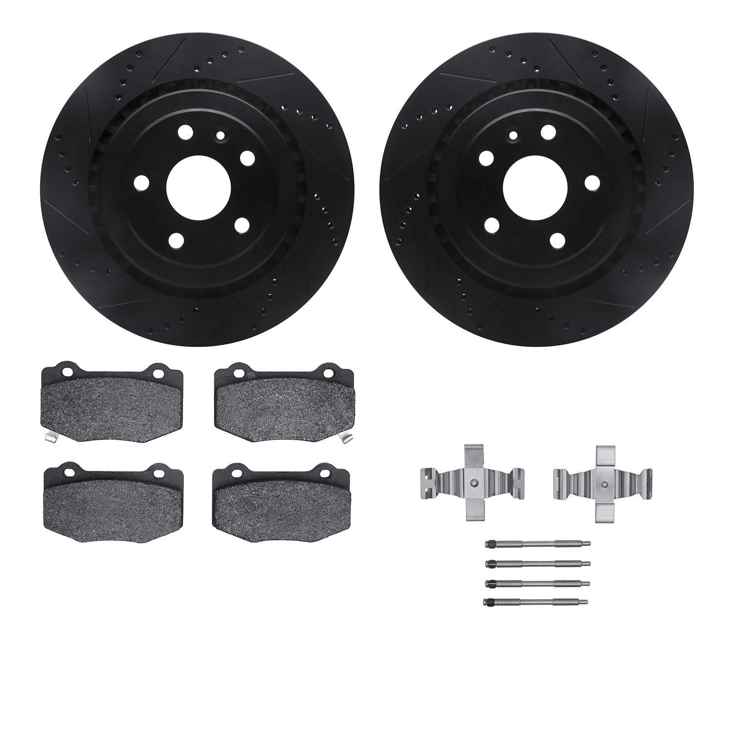 DYN 8612-47012 DFC Rotors-Drilled & Slotted-Black w/ EURO 5000 Ceramic Brake Pads Incl Hdw