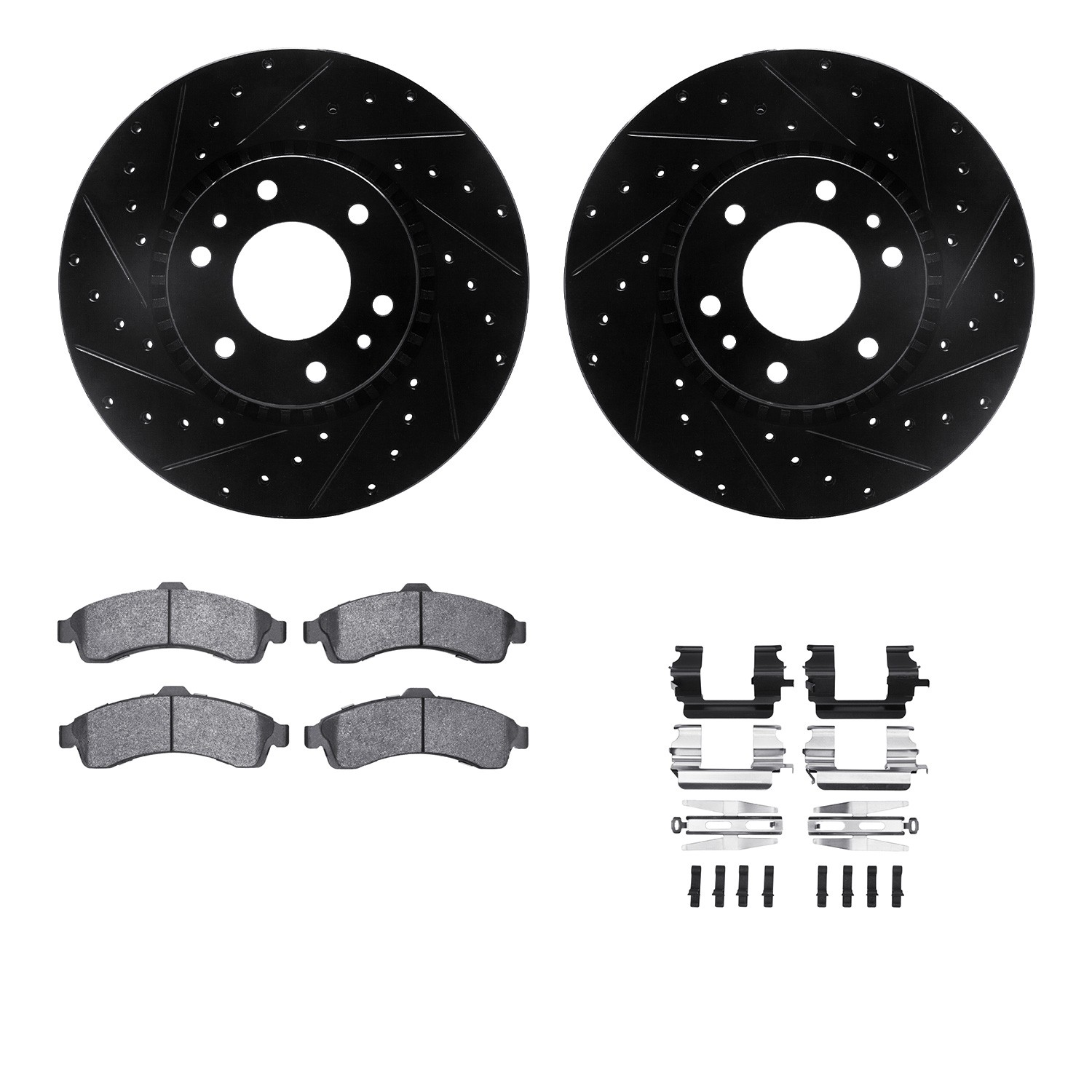 DYN 8612-48003 DFC Rotors-Drilled & Slotted-Black w/ EURO 5000 Ceramic Brake Pads Incl Hdw