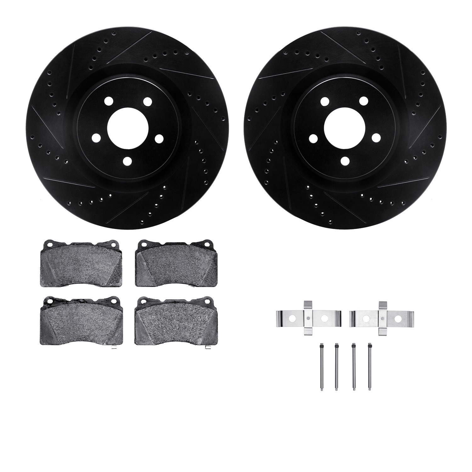 DYN 8612-54012 DFC Rotors-Drilled & Slotted-Black w/ EURO 5000 Ceramic Brake Pads Incl Hdw