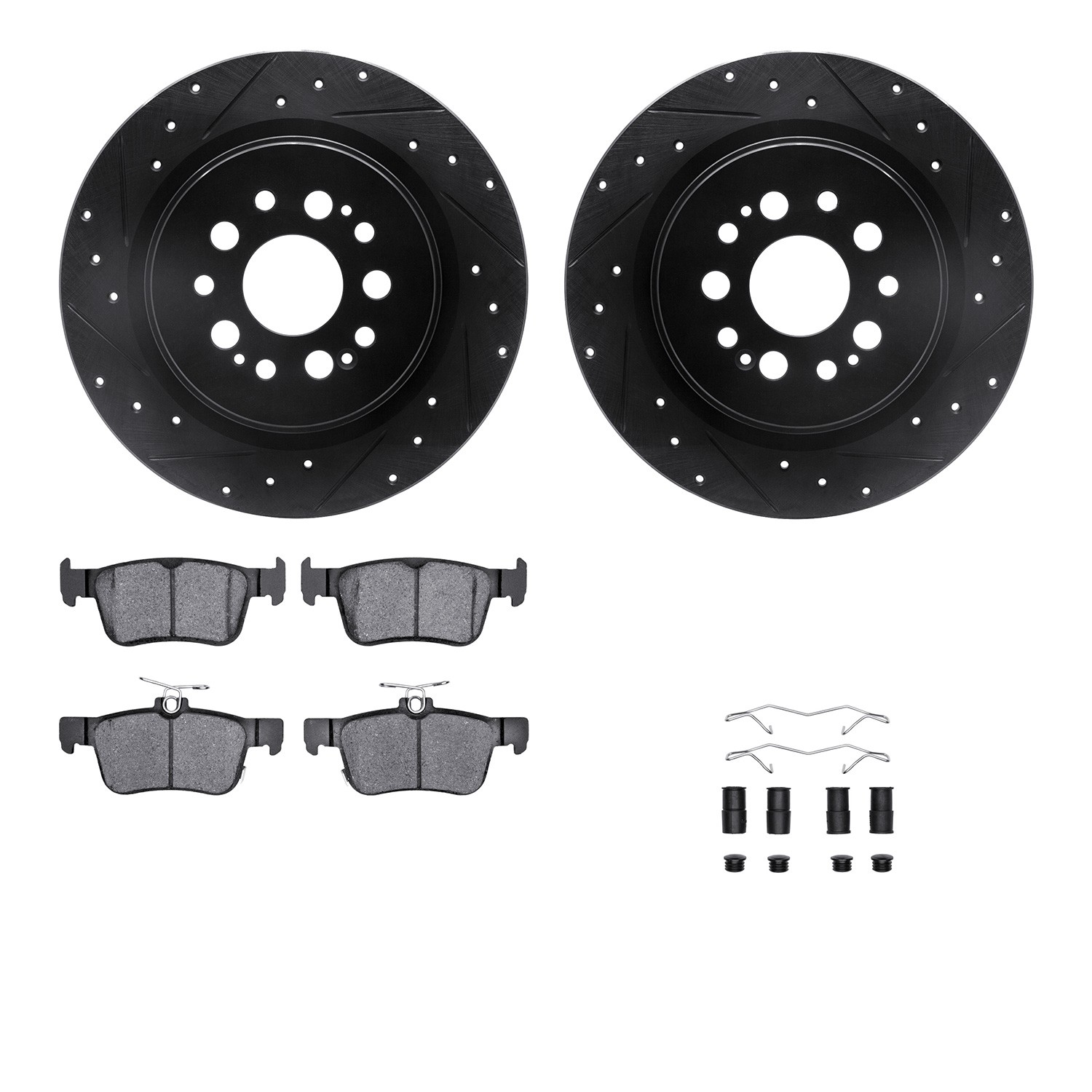 DYN 8612-59010 DFC Rotors-Drilled & Slotted-Black w/ EURO 5000 Ceramic Brake Pads Incl Hdw