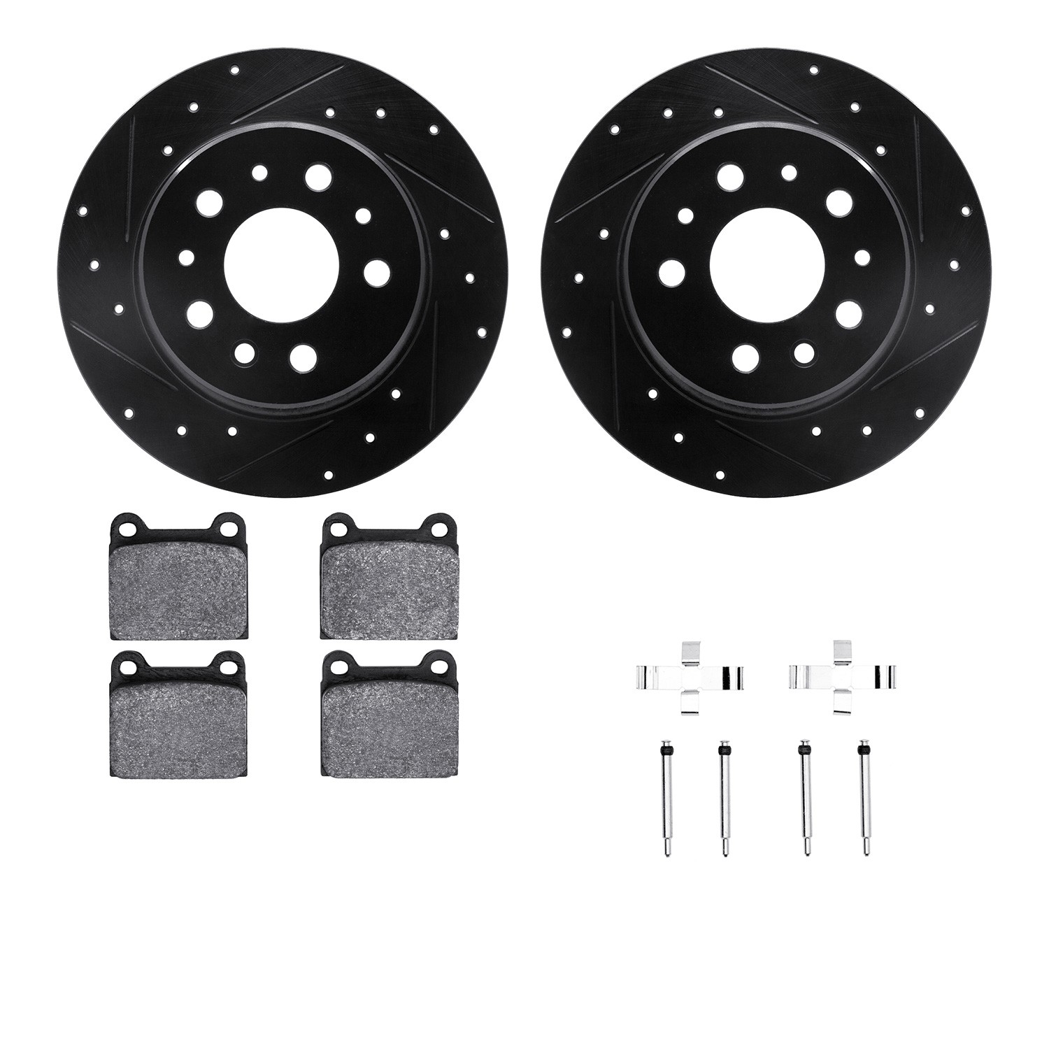 DYN 8612-63008 DFC Rotors-Drilled & Slotted-Black w/ EURO 5000 Ceramic Brake Pads Incl Hdw