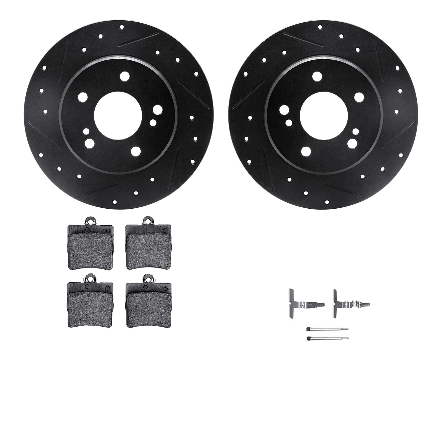 DYN 8612-63029 DFC Rotors-Drilled & Slotted-Black w/ EURO 5000 Ceramic Brake Pads Incl Hdw