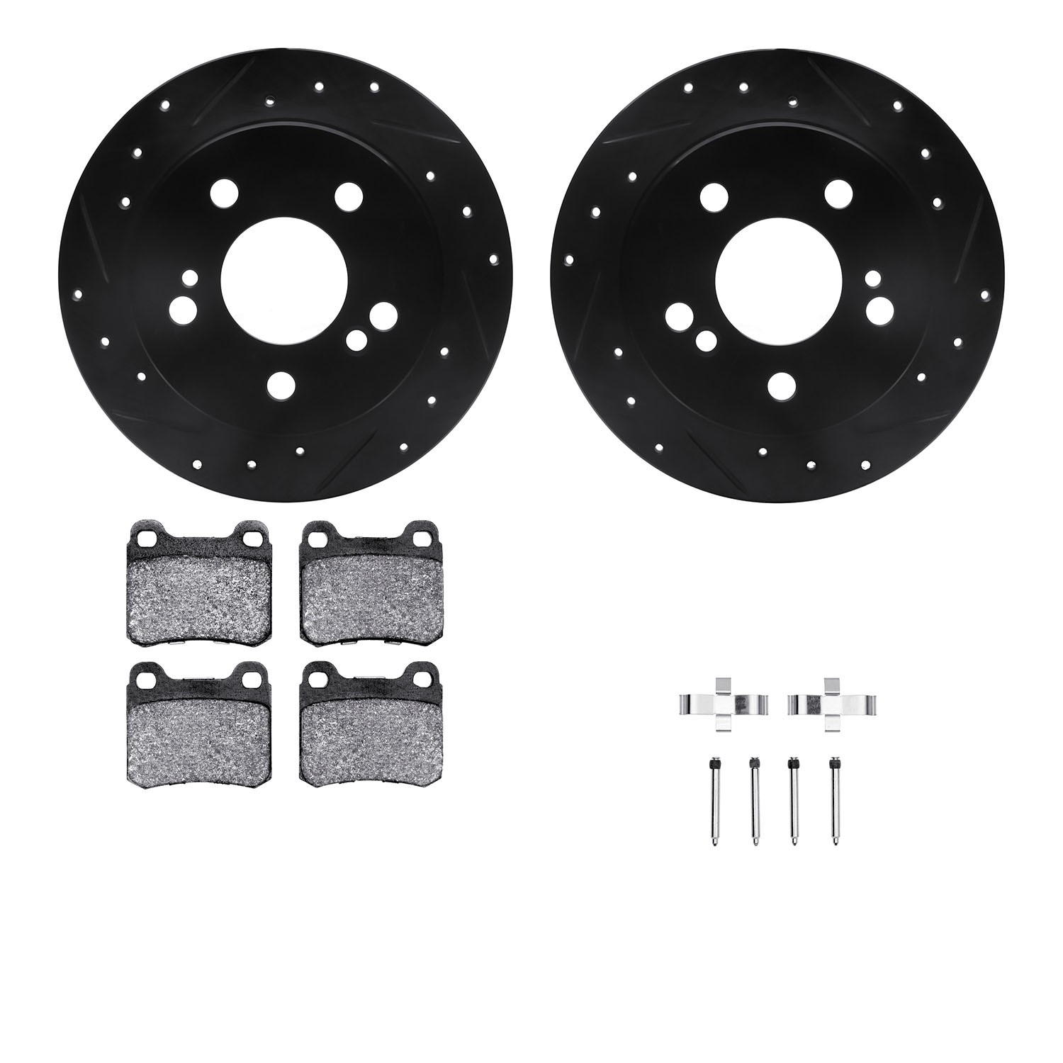 DYN 8612-63032 DFC Rotors-Drilled & Slotted-Black w/ EURO 5000 Ceramic Brake Pads Incl Hdw