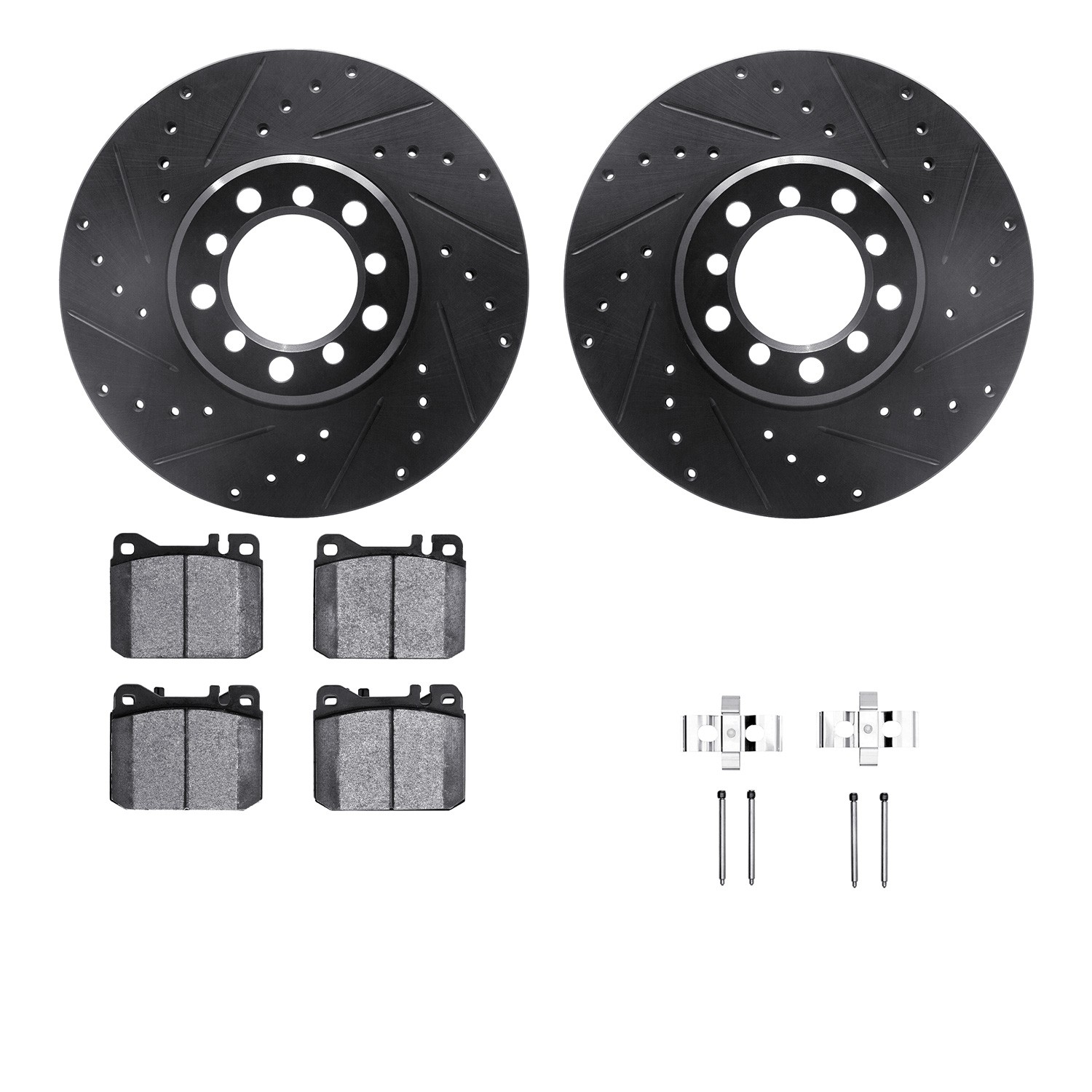DYN 8612-63036 DFC Rotors-Drilled & Slotted-Black w/ EURO 5000 Ceramic Brake Pads Incl Hdw