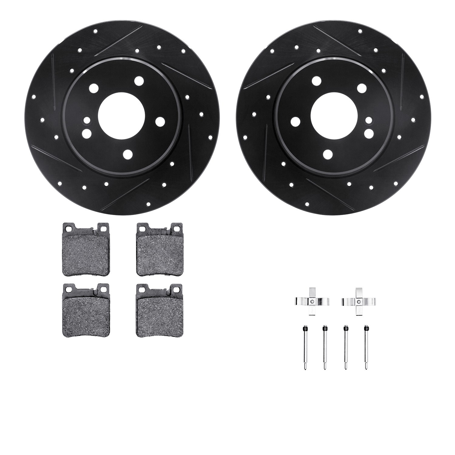 DYN 8612-63050 DFC Rotors-Drilled & Slotted-Black w/ EURO 5000 Ceramic Brake Pads Incl Hdw