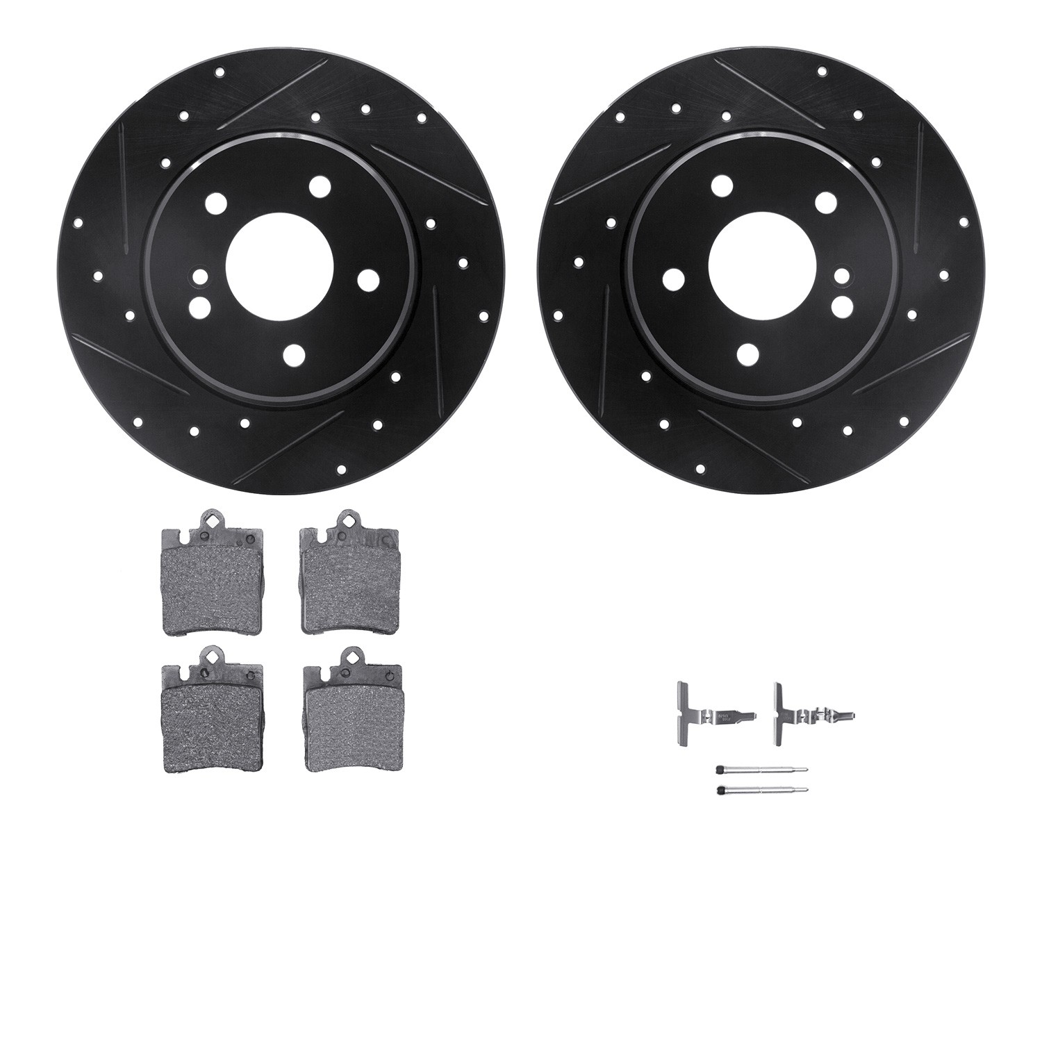DYN 8612-63051 DFC Rotors-Drilled & Slotted-Black w/ EURO 5000 Ceramic Brake Pads Incl Hdw
