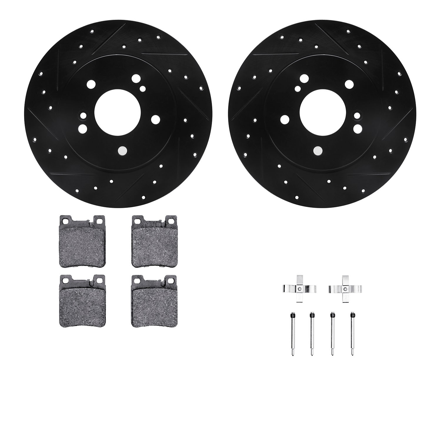 DYN 8612-63052 DFC Rotors-Drilled & Slotted-Black w/ EURO 5000 Ceramic Brake Pads Incl Hdw