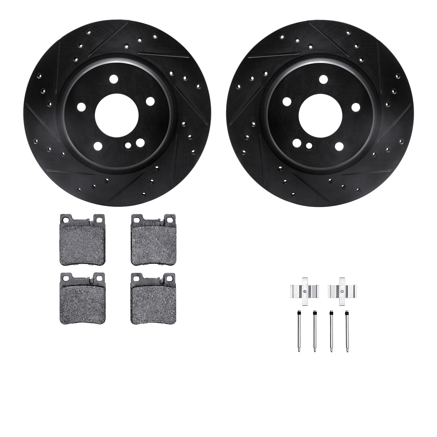 DYN 8612-63056 DFC Rotors-Drilled & Slotted-Black w/ EURO 5000 Ceramic Brake Pads Incl Hdw