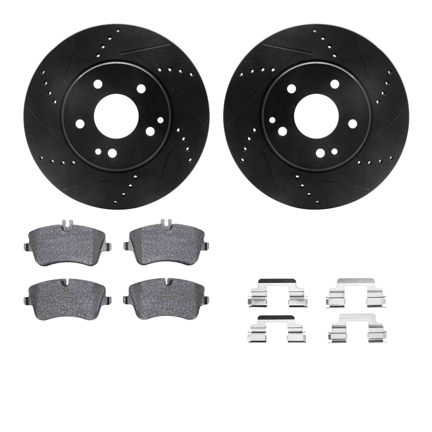 DYN 8612-63059 DFC Rotors-Drilled & Slotted-Black w/ EURO 5000 Ceramic Brake Pads Incl Hdw