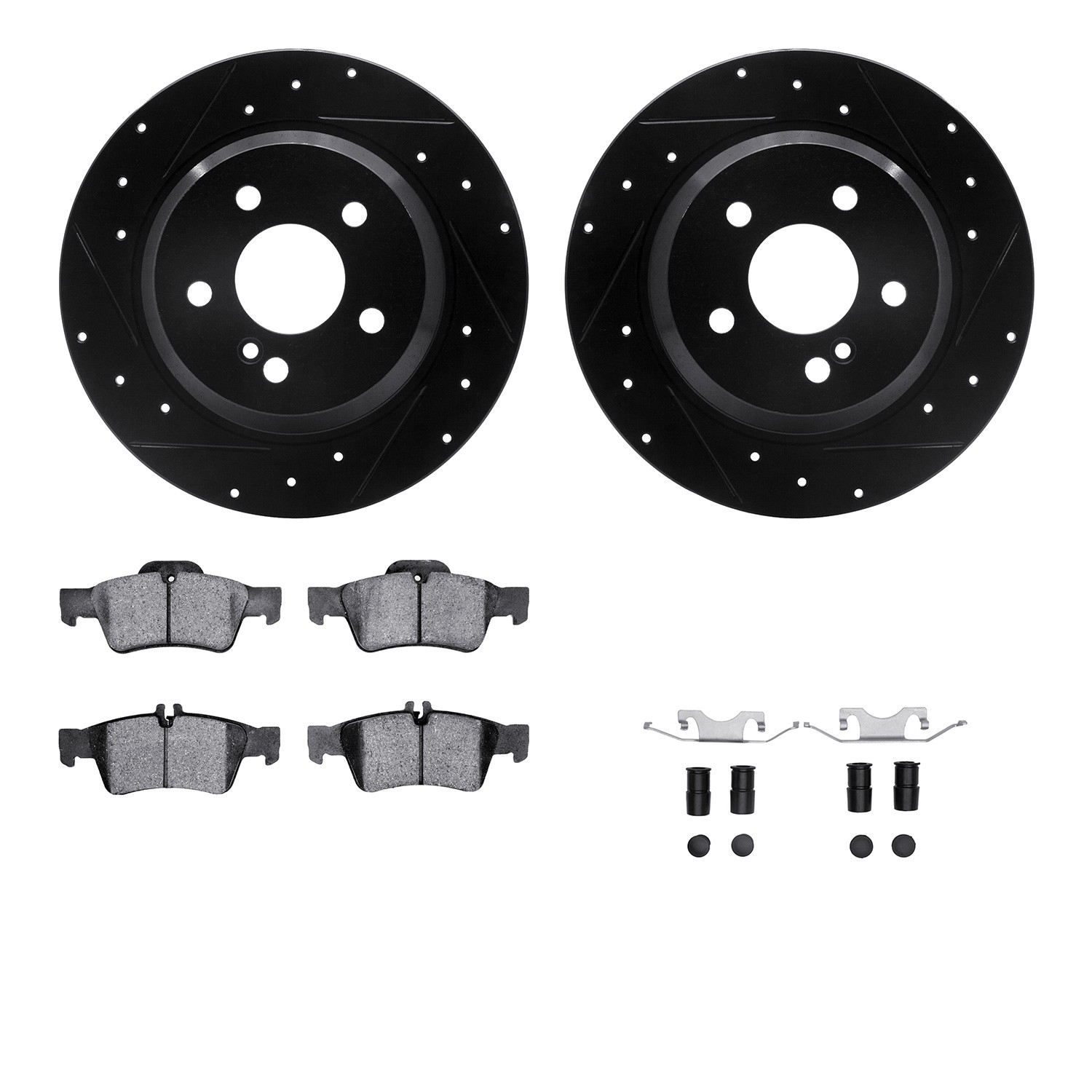 DYN 8612-63064 DFC Rotors-Drilled & Slotted-Black w/ EURO 5000 Ceramic Brake Pads Incl Hdw