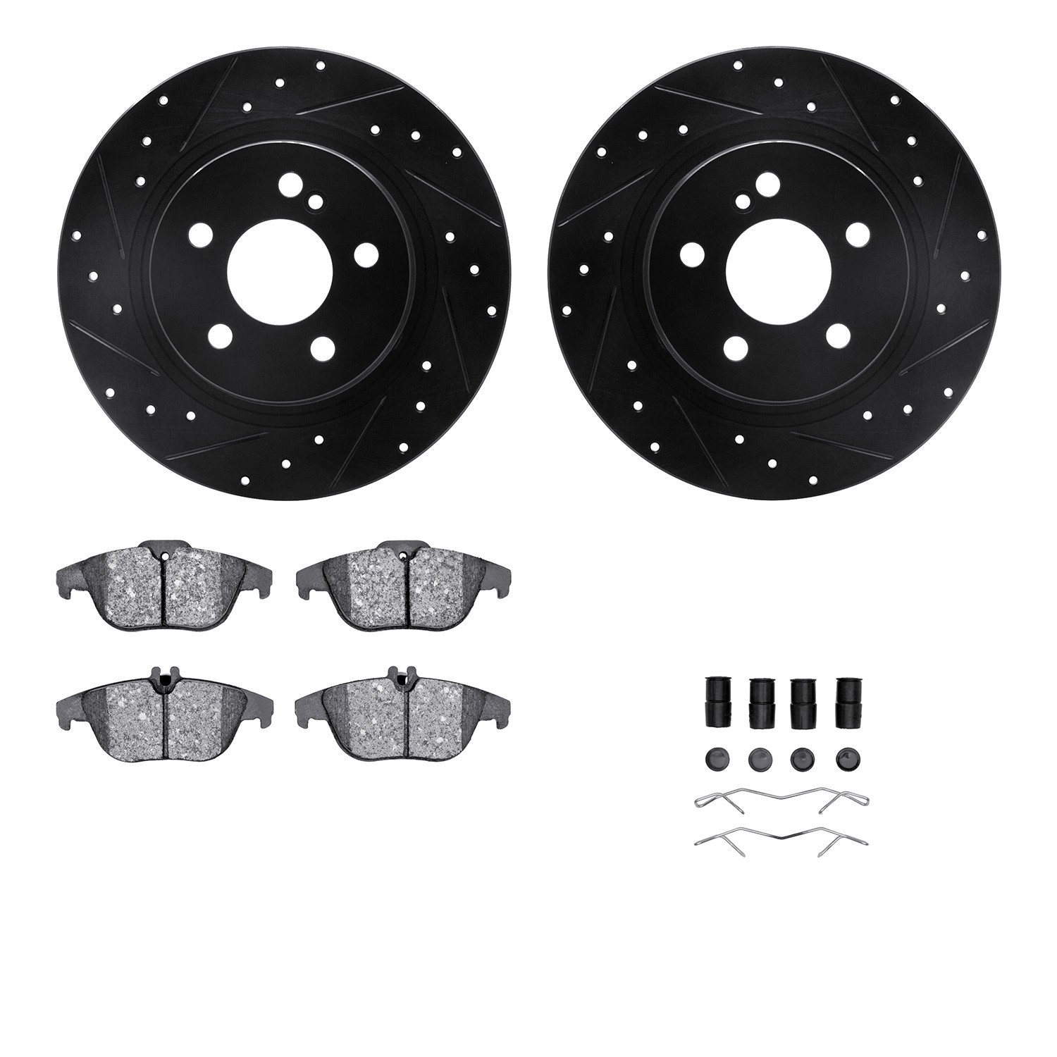 DYN 8612-63068 DFC Rotors-Drilled & Slotted-Black w/ EURO 5000 Ceramic Brake Pads Incl Hdw