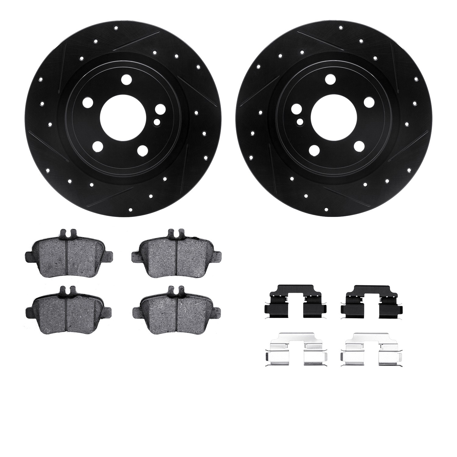 DYN 8612-63072 DFC Rotors-Drilled & Slotted-Black w/ EURO 5000 Ceramic Brake Pads Incl Hdw