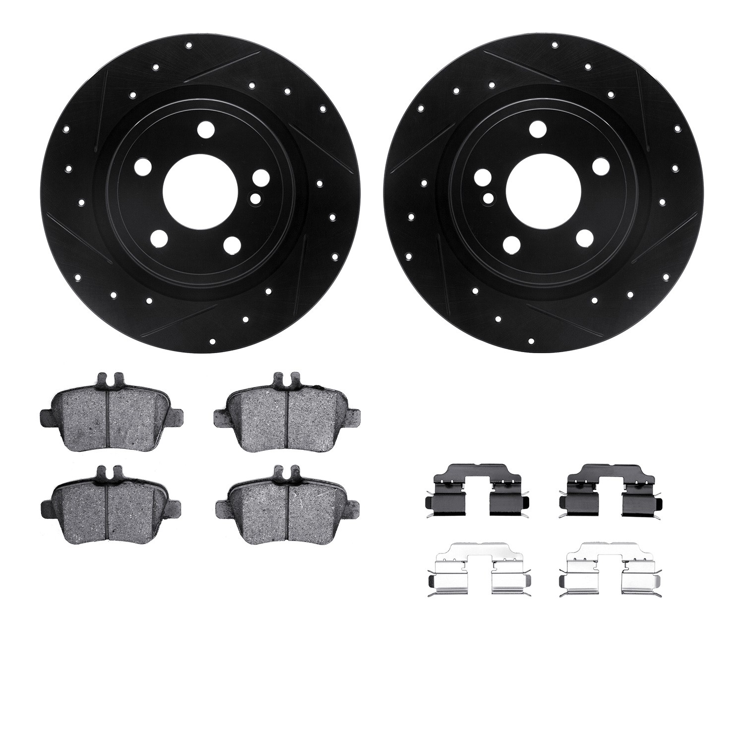 DYN 8612-63073 DFC Rotors-Drilled & Slotted-Black w/ EURO 5000 Ceramic Brake Pads Incl Hdw