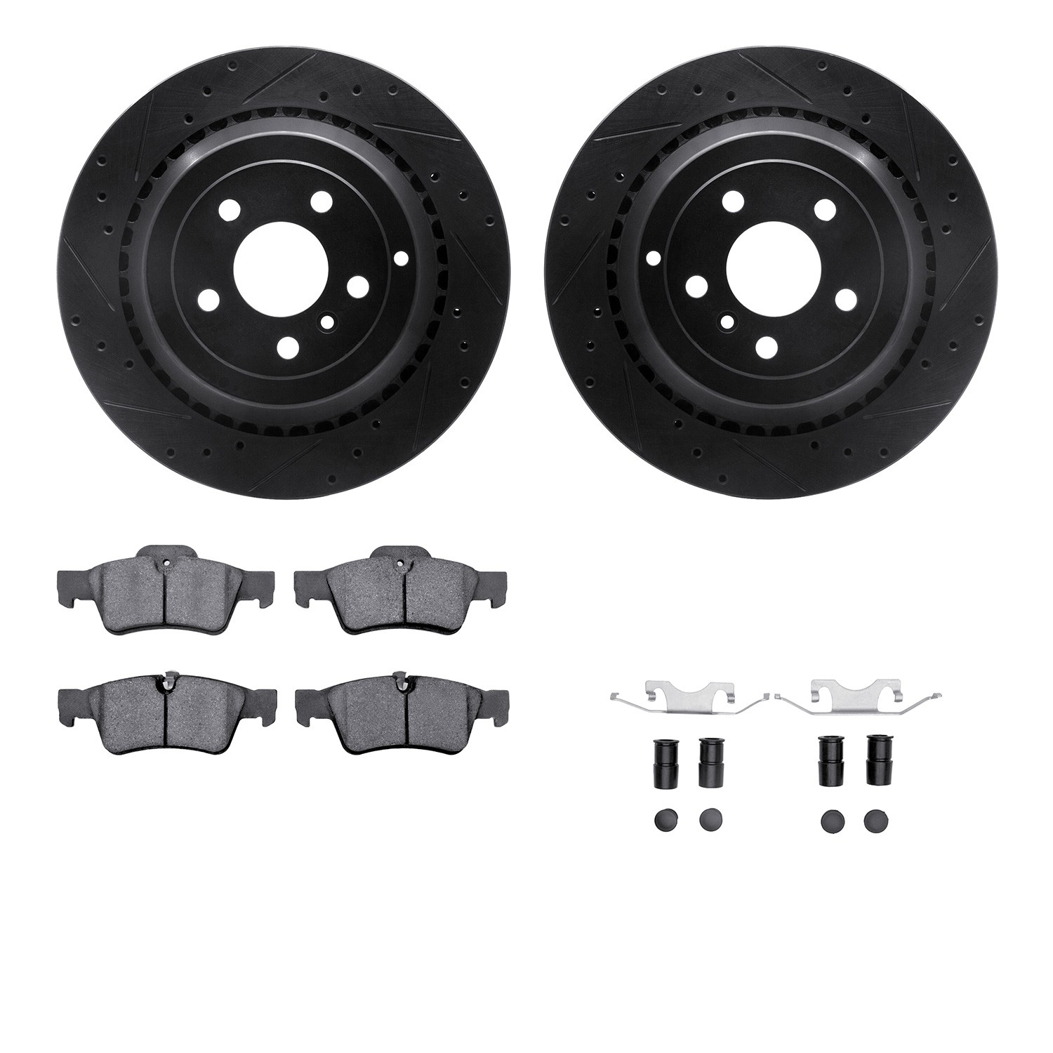 DYN 8612-63083 DFC Rotors-Drilled & Slotted-Black w/ EURO 5000 Ceramic Brake Pads Incl Hdw