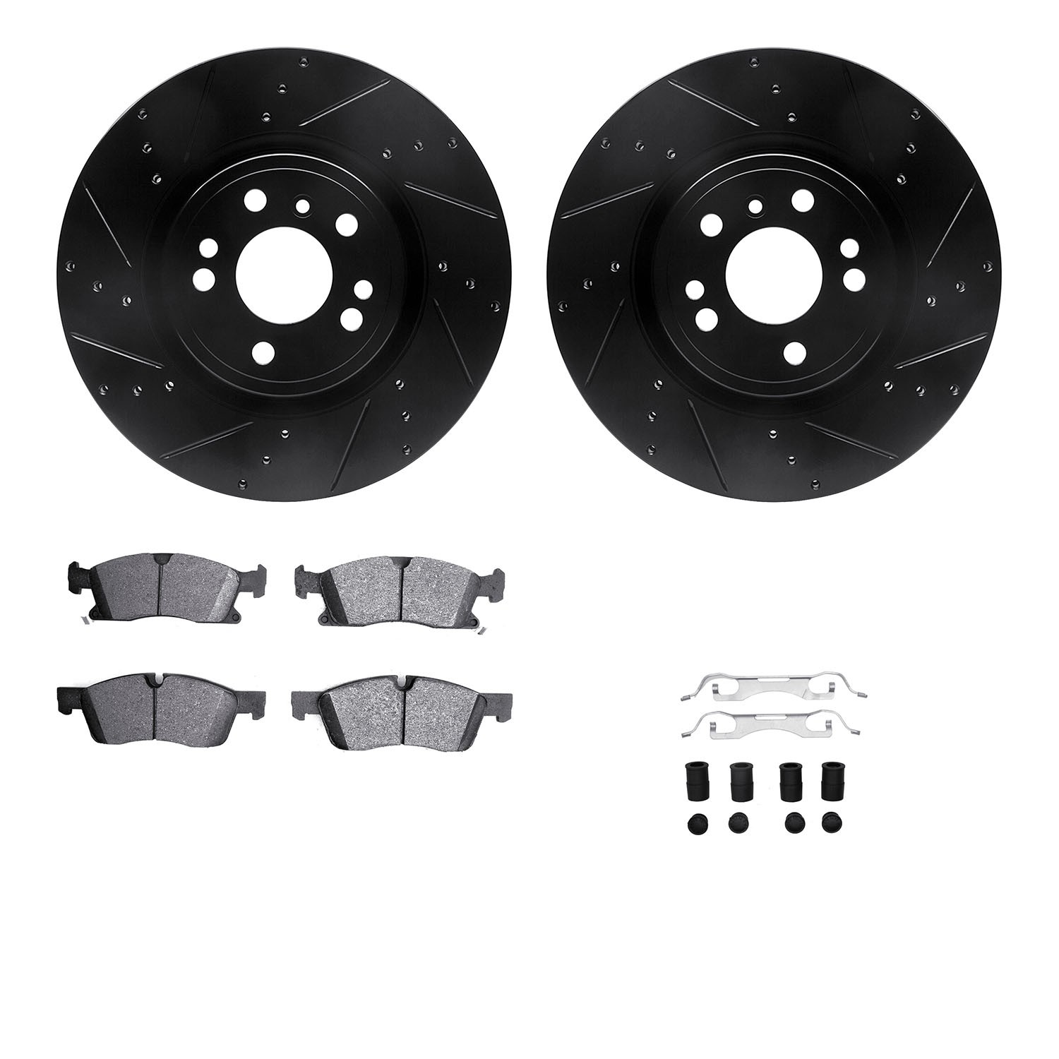 DYN 8612-63087 DFC Rotors-Drilled & Slotted-Black w/ EURO 5000 Ceramic Brake Pads Incl Hdw