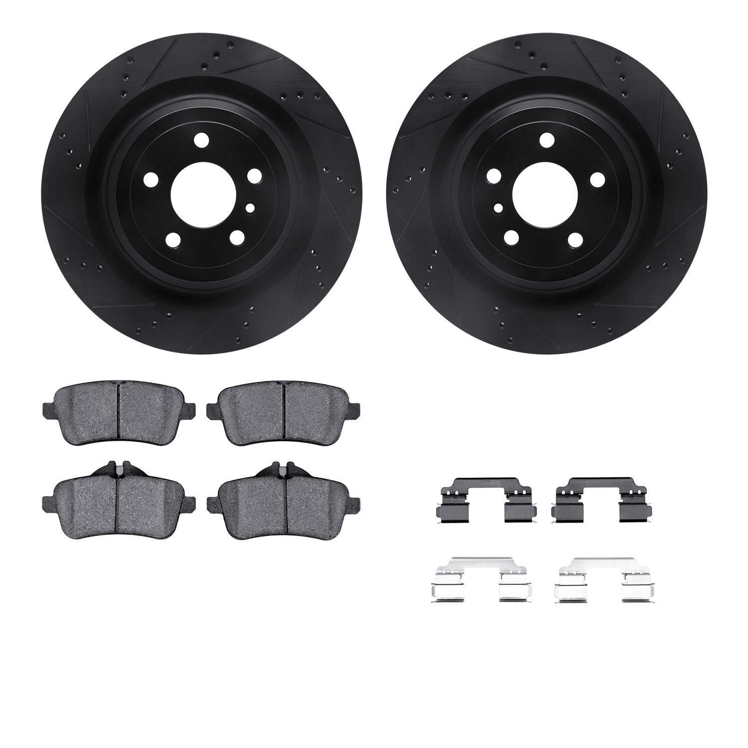 DYN 8612-63089 DFC Rotors-Drilled & Slotted-Black w/ EURO 5000 Ceramic Brake Pads Incl Hdw