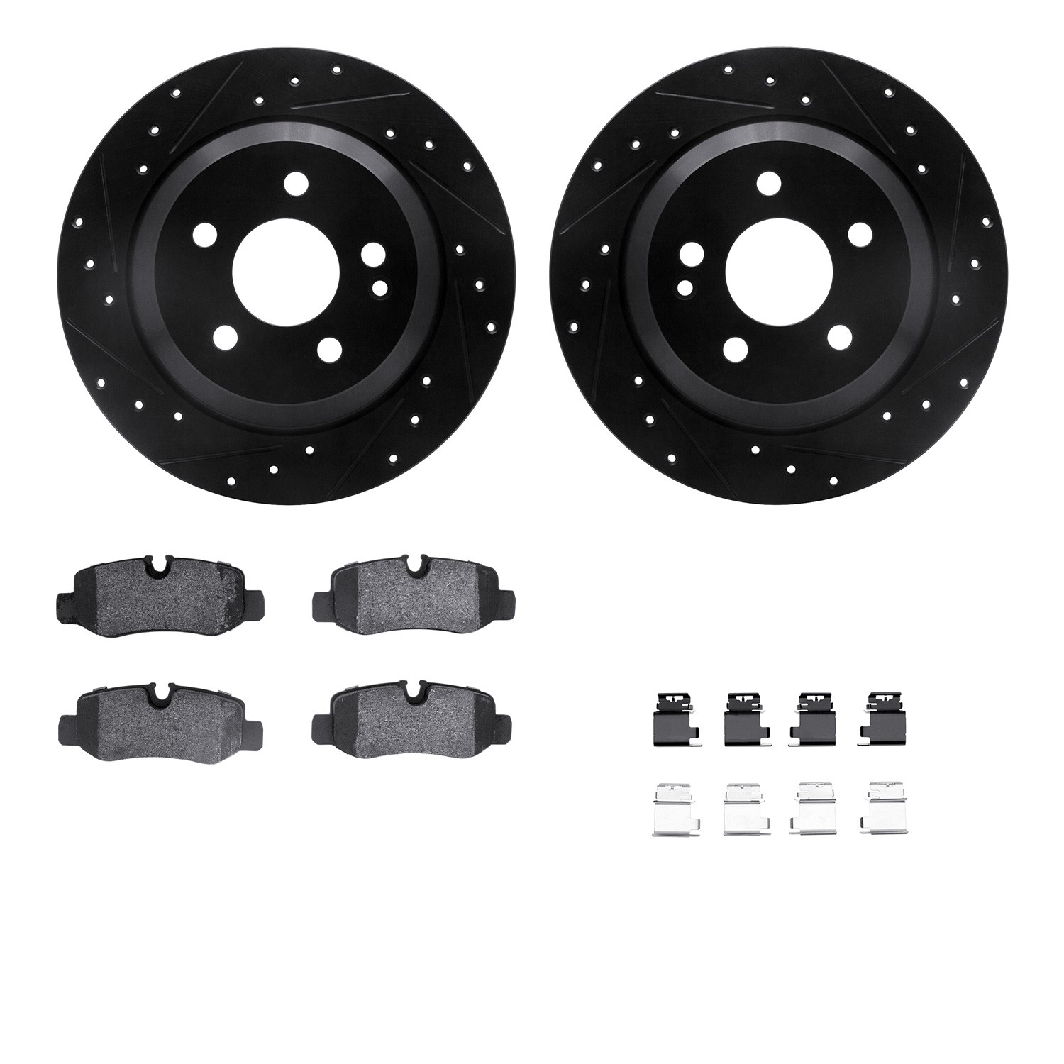 DYN 8612-63091 DFC Rotors-Drilled & Slotted-Black w/ EURO 5000 Ceramic Brake Pads Incl Hdw