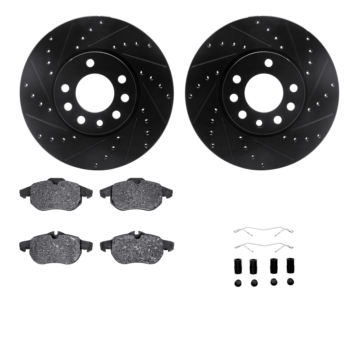 DYN 8612-65010 DFC Rotors-Drilled & Slotted-Black w/ EURO 5000 Ceramic Brake Pads Incl Hdw