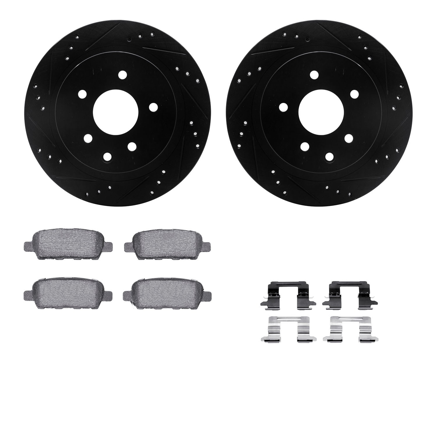 DYN 8612-67010 DFC Rotors-Drilled & Slotted-Black w/ EURO 5000 Ceramic Brake Pads Incl Hdw
