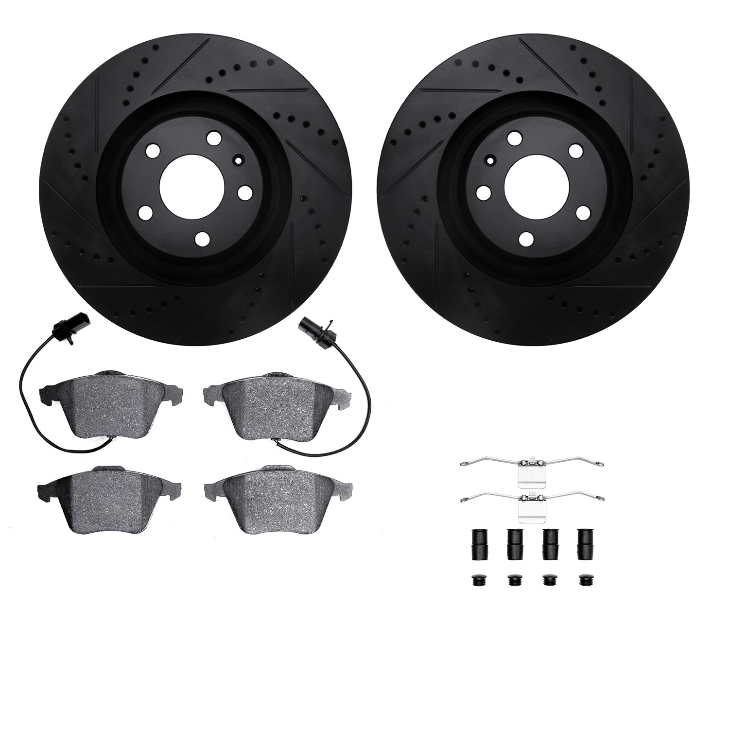 DYN 8612-73035 DFC Rotors-Drilled & Slotted-Black w/ EURO 5000 Ceramic Brake Pads Incl Hdw