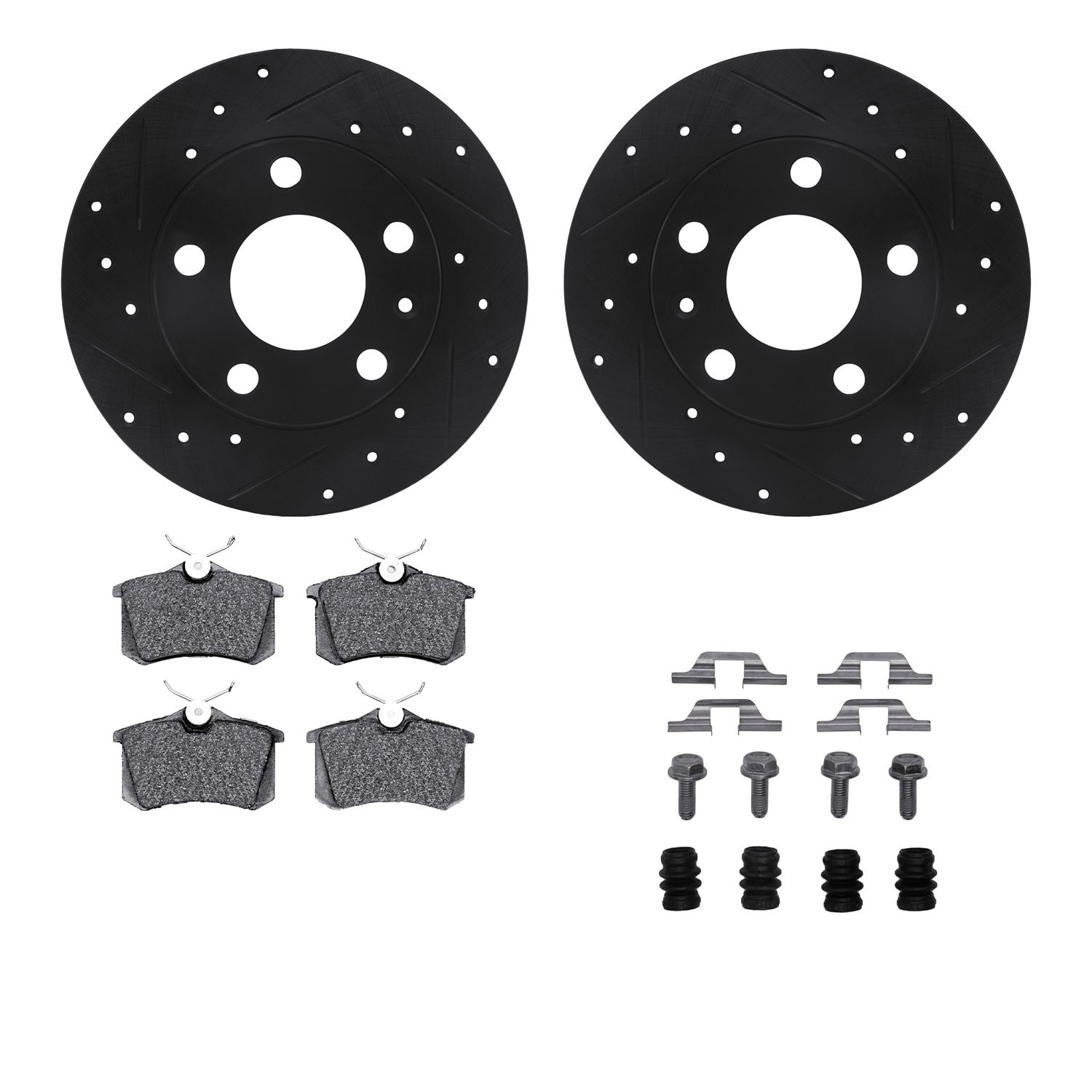 DYN 8612-73040 DFC Rotors-Drilled & Slotted-Black w/ EURO 5000 Ceramic Brake Pads Incl Hdw