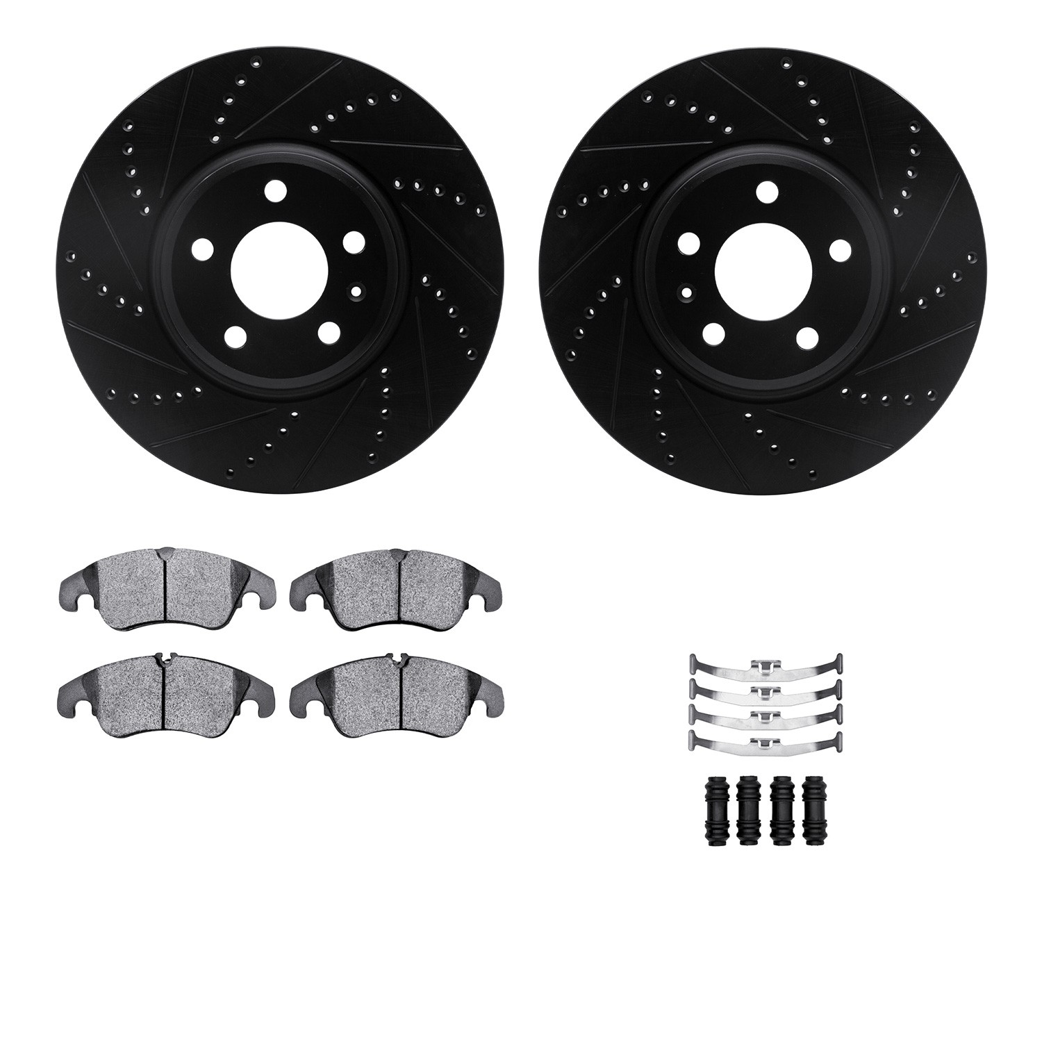 DYN 8612-73050 DFC Rotors-Drilled & Slotted-Black w/ EURO 5000 Ceramic Brake Pads Incl Hdw