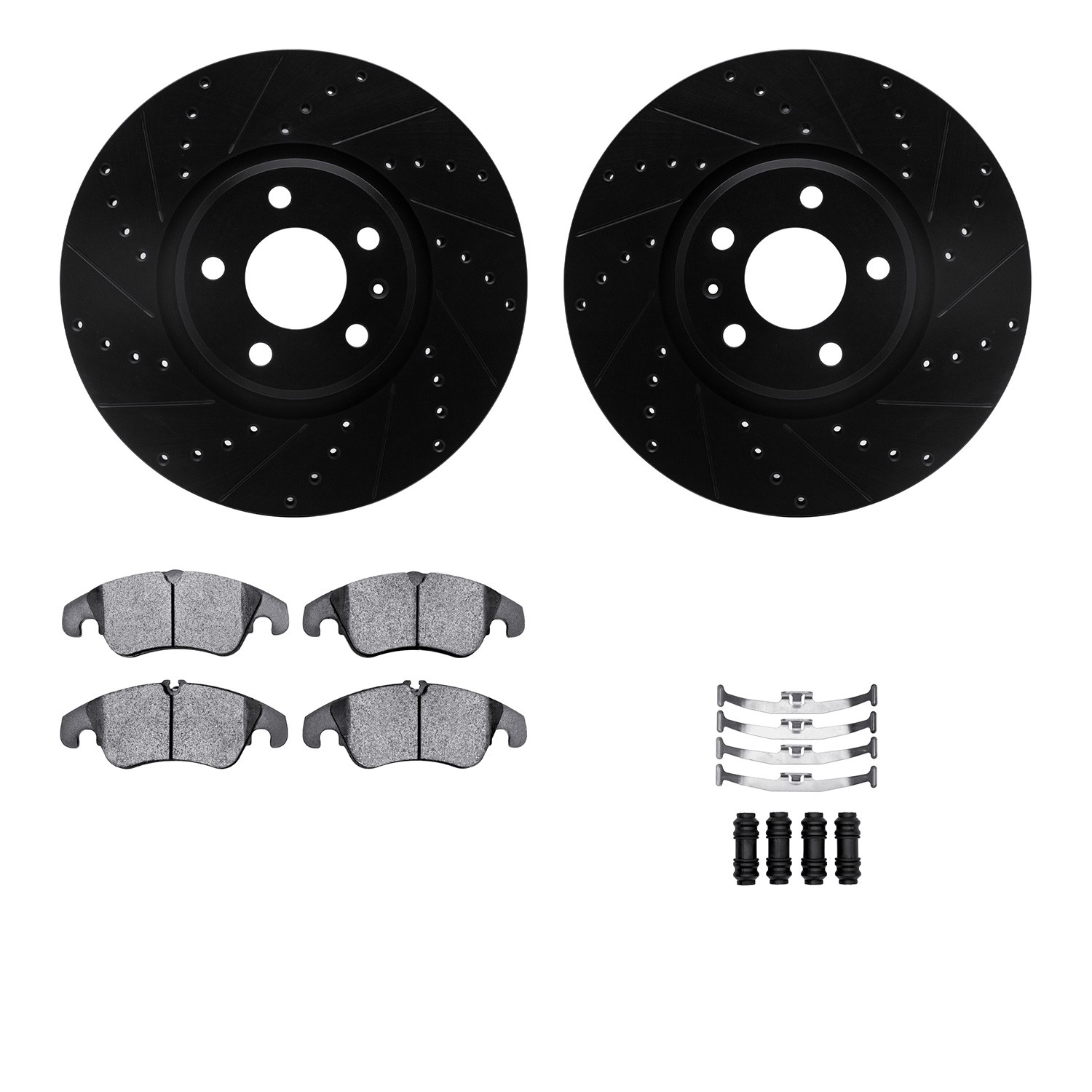 DYN 8612-73054 DFC Rotors-Drilled & Slotted-Black w/ EURO 5000 Ceramic Brake Pads Incl Hdw