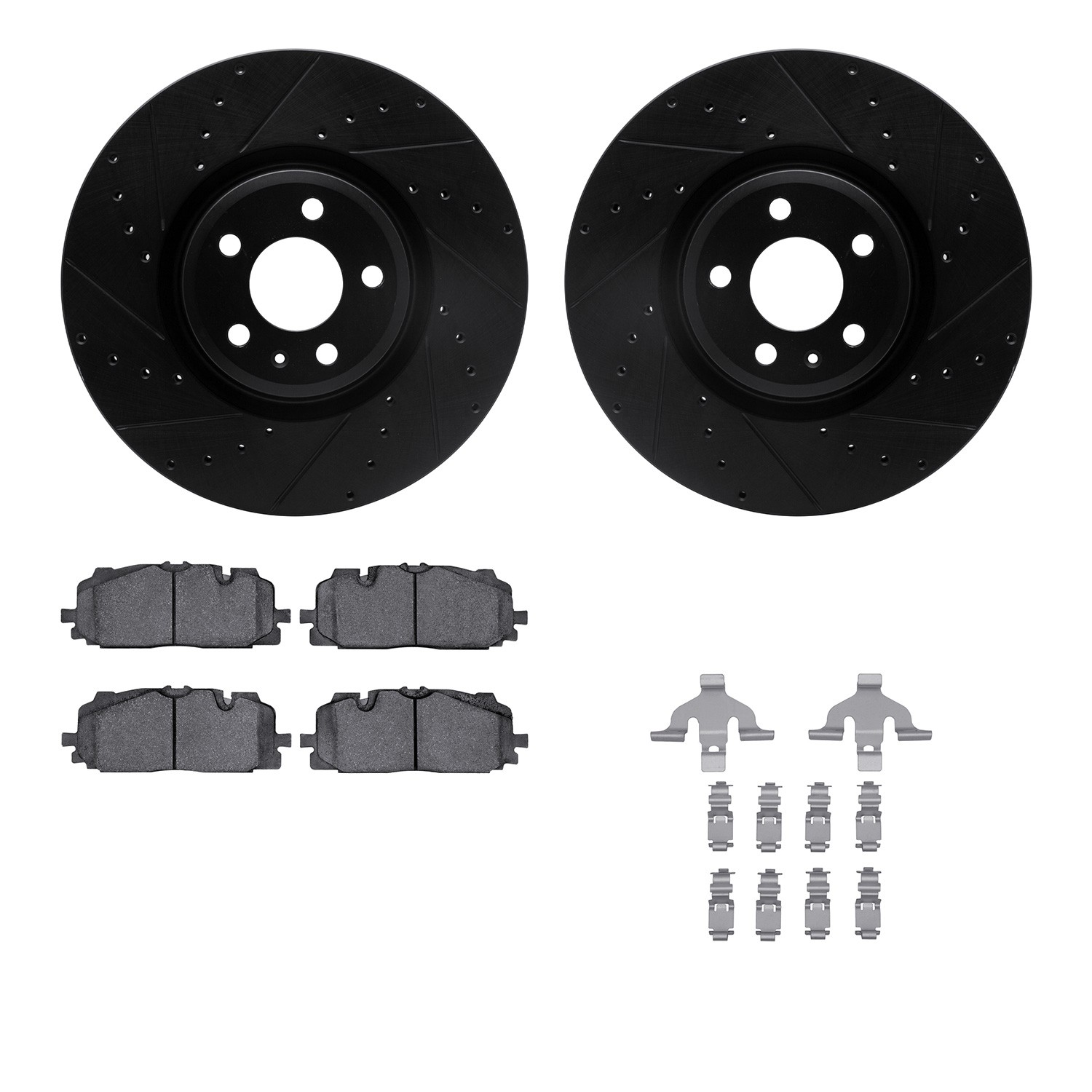 DYN 8612-73063 DFC Rotors-Drilled & Slotted-Black w/ EURO 5000 Ceramic Brake Pads Incl Hdw