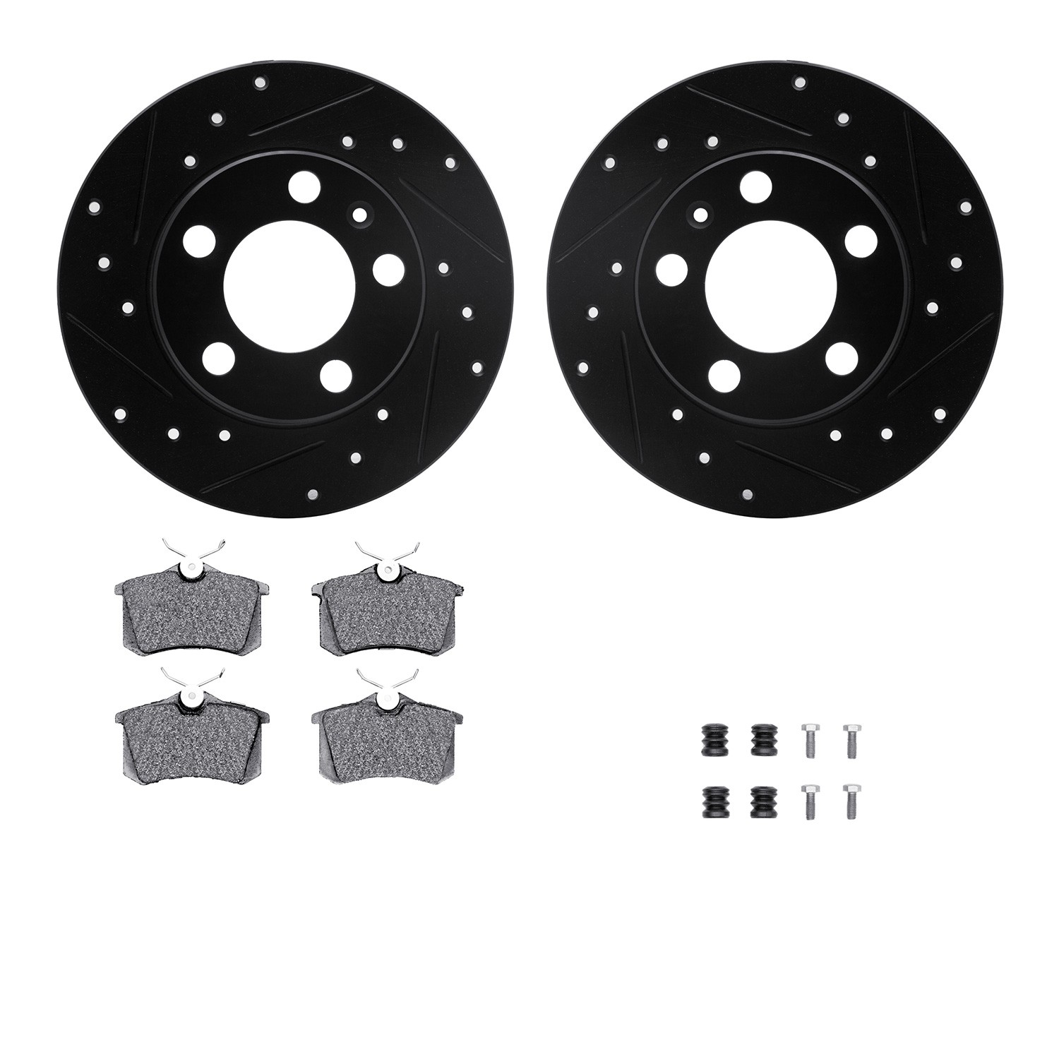 DYN 8612-74022 DFC Rotors-Drilled & Slotted-Black w/ EURO 5000 Ceramic Brake Pads Incl Hdw