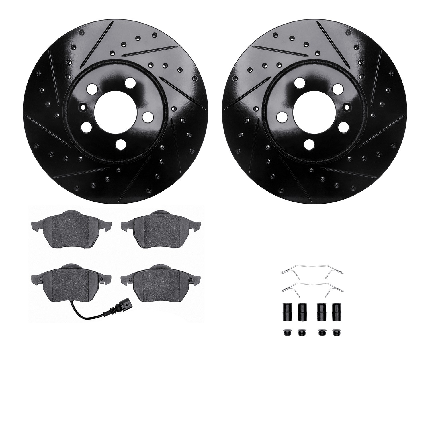 DYN 8612-74024 DFC Rotors-Drilled & Slotted-Black w/ EURO 5000 Ceramic Brake Pads Incl Hdw