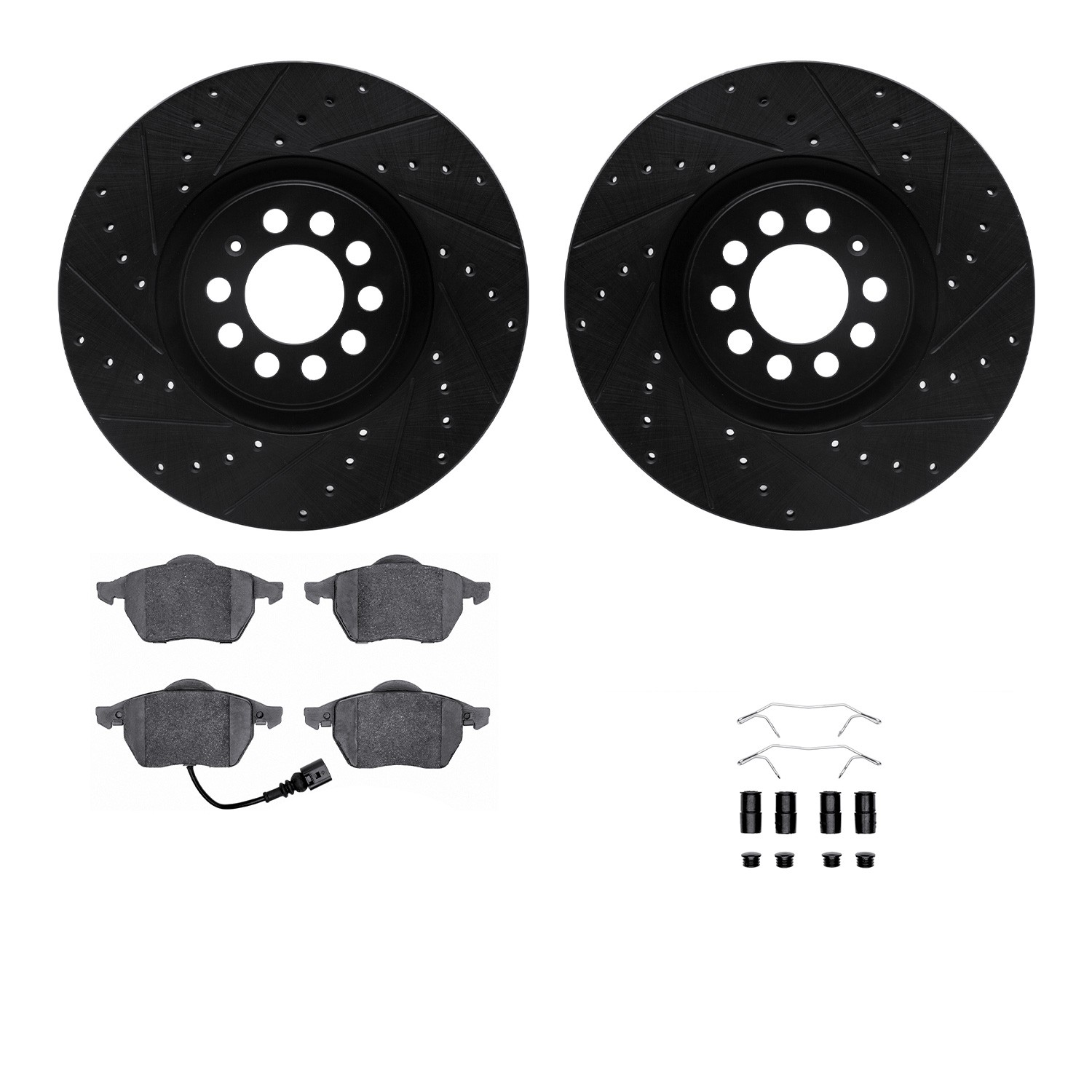 DYN 8612-74026 DFC Rotors-Drilled & Slotted-Black w/ EURO 5000 Ceramic Brake Pads Incl Hdw