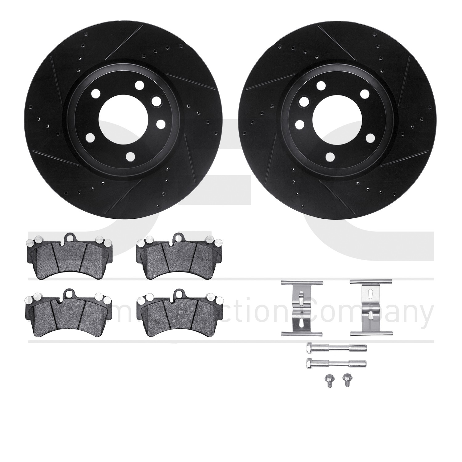 DYN 8612-74050 DFC Rotors-Drilled & Slotted-Black w/ EURO 5000 Ceramic Brake Pads Incl Hdw
