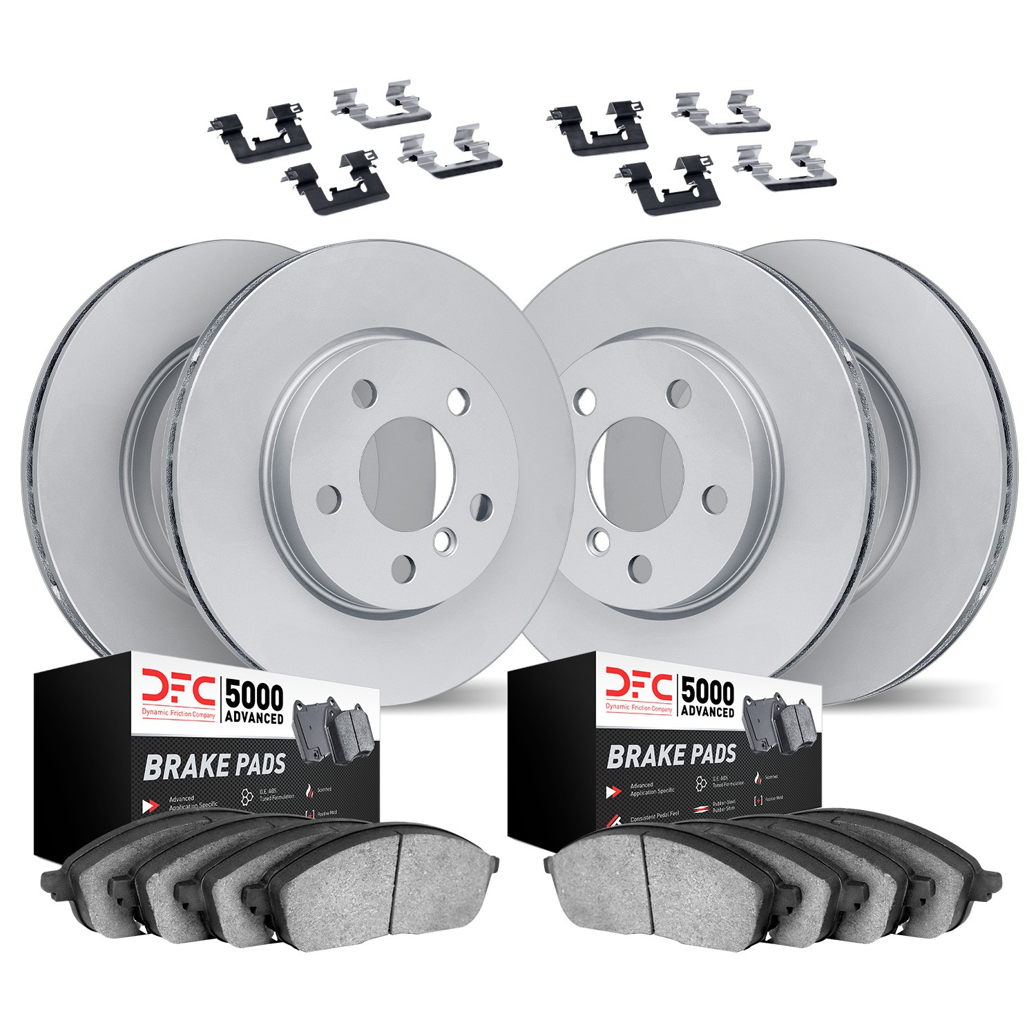 DYN 9514-63116 DFC Hi-Carbon Alloy GEOMET Coated Rotors w/5000 Brake Pads & HW Kit