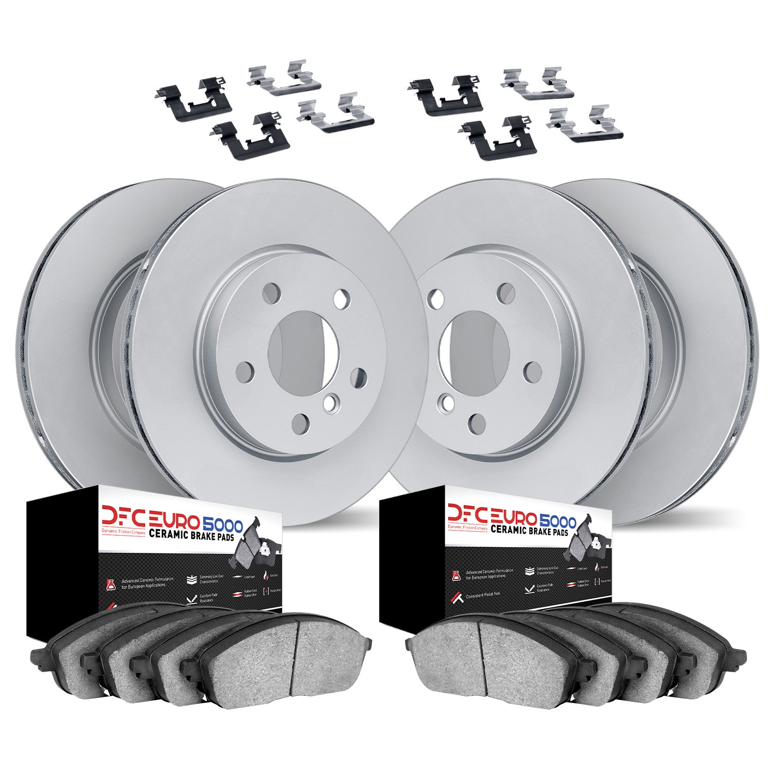 DYN 9614-20003 DFC GEOMET Rotors with EURO 5000 Ceramic Brake Pads includes Hardware