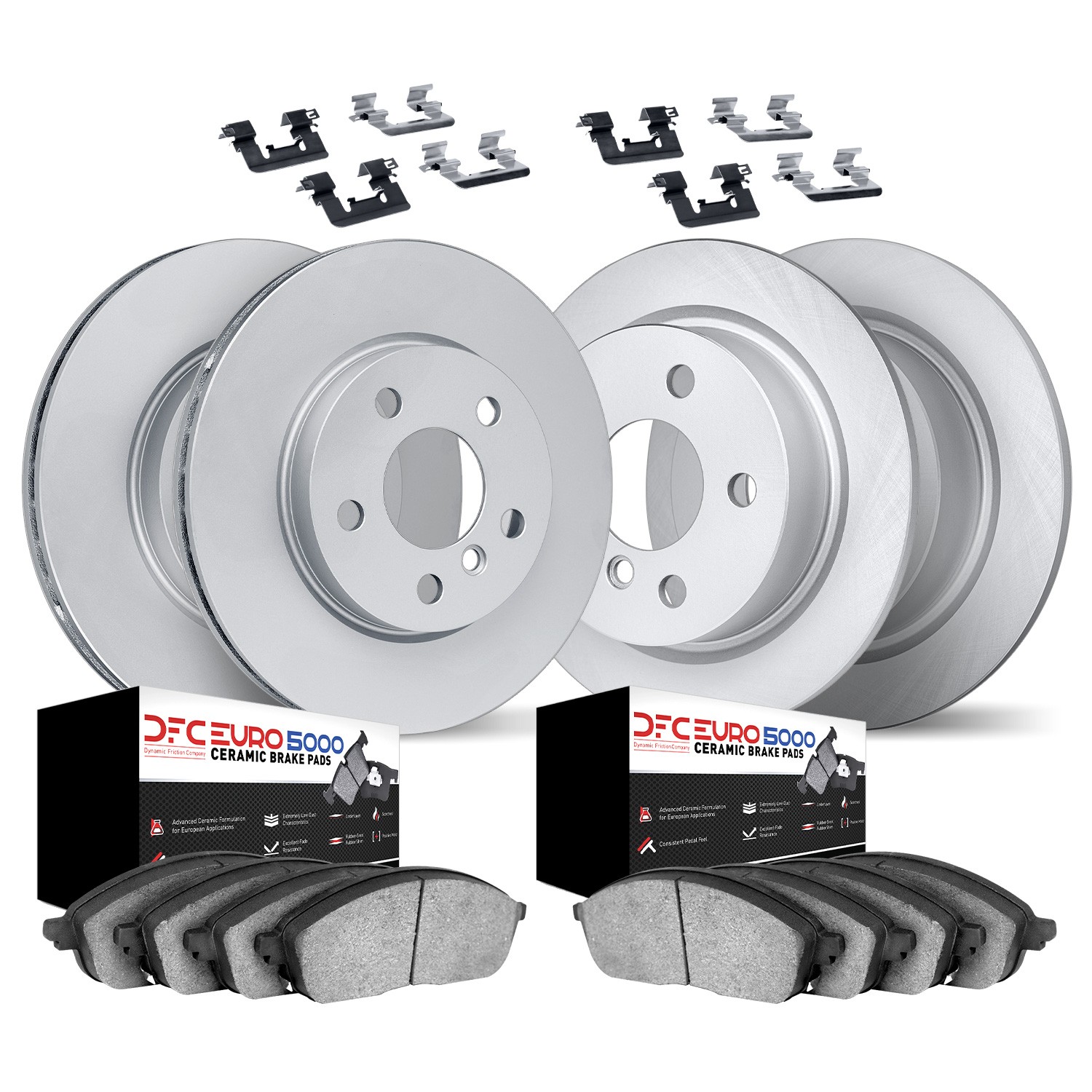 DYN 9614-73001 DFC GEOMET Rotors with EURO 5000 Ceramic Brake Pads includes Hardware