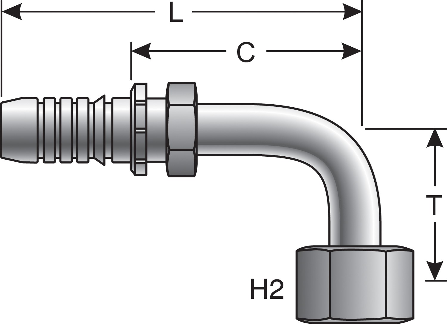 Gates G201791212 Female JIC 37 Flare Swivel - 90 Bent Tube (GlobalSpiral)