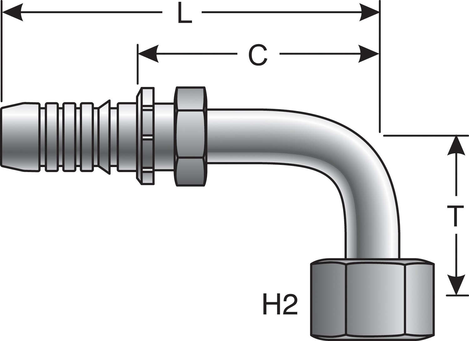 Gates G201801616 Female JIC 37 Flare Swivel - 90 Bent Tube (GlobalSpiral)