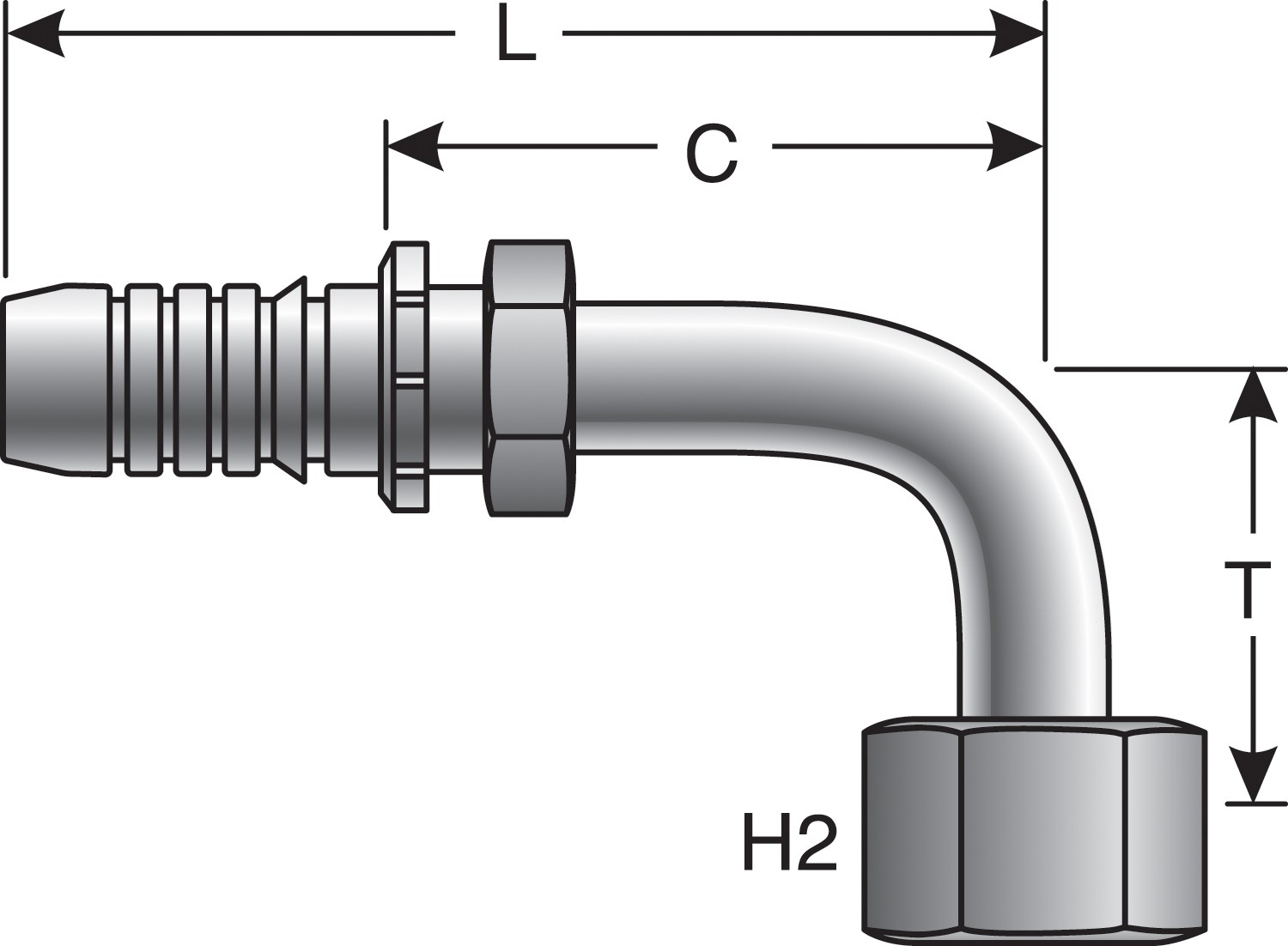 Gates G202390808 Female Flat-Face O-Ring Swivel - 90 Bent Tube (GlobalSpiral) - Image 2