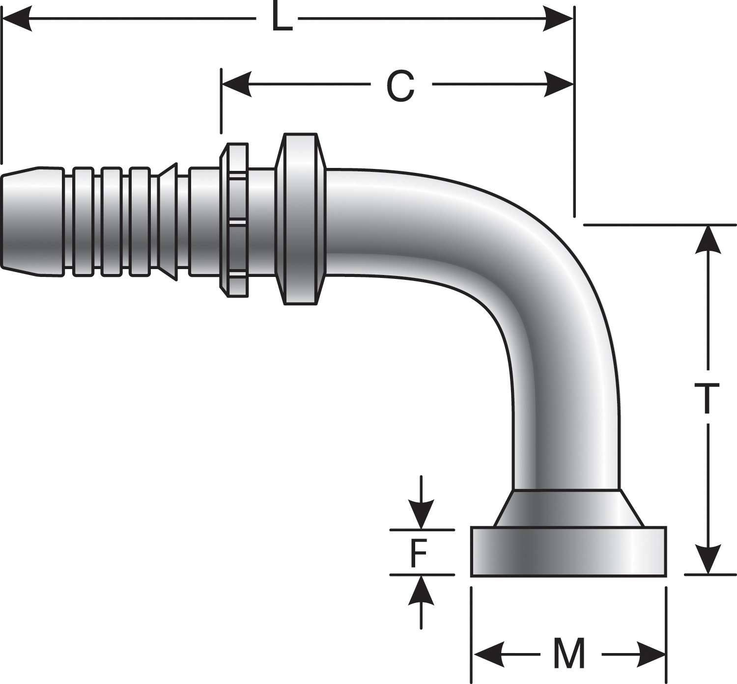 Gates G20315-1616 Code 61 O-Ring Flange - 90 Bent Tube (GlobalSpiral) - Image 2