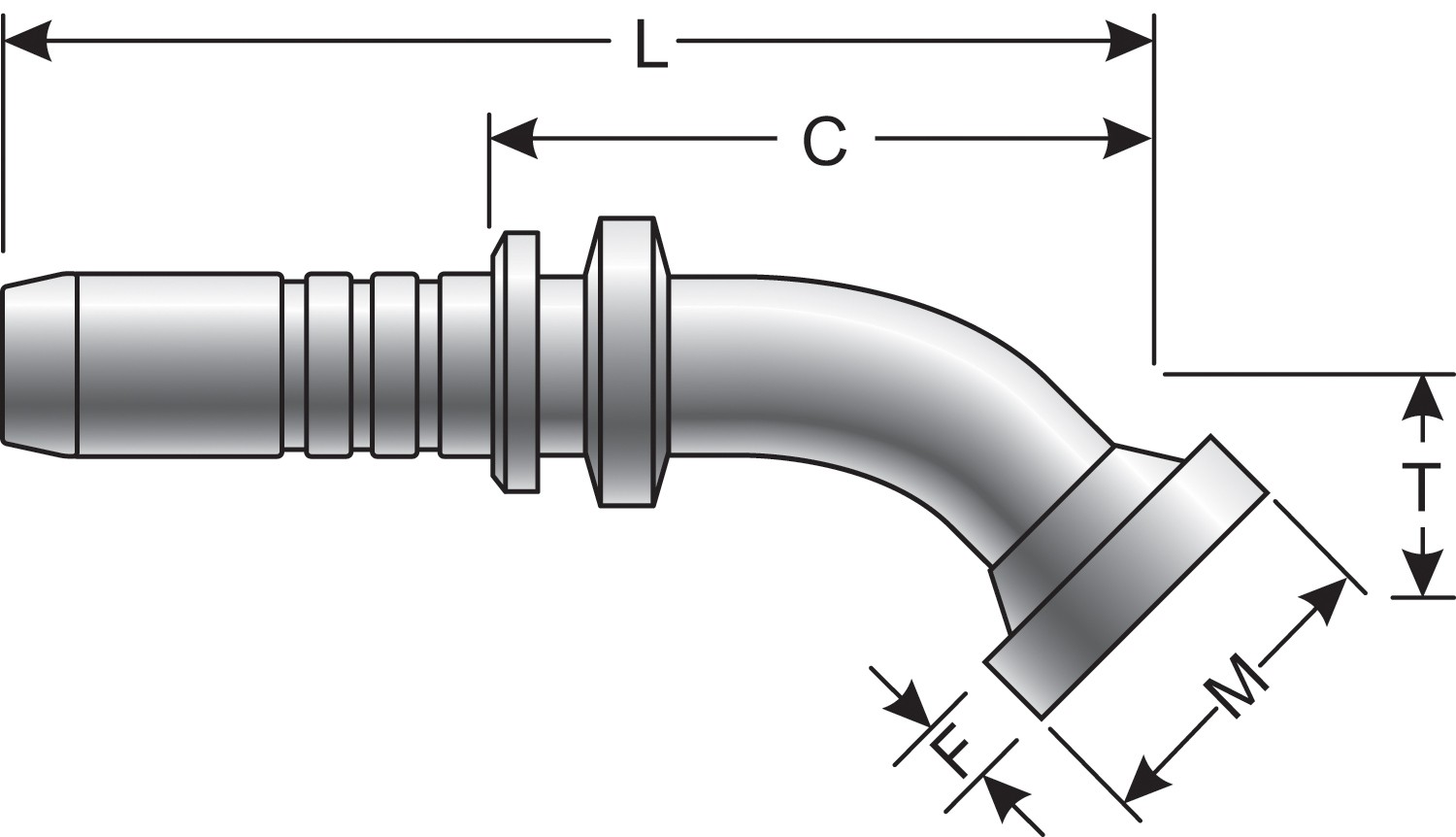 Gates G203571212 Code 62 O-Ring Flange Heavy - 45 Bent Tube (GlobalSpiral)