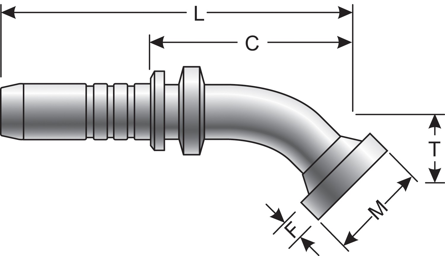 Gates G204071212 Caterpillar Style O-Ring Flange - 45 Bent Tube (GlobalSpiral) - Image 3