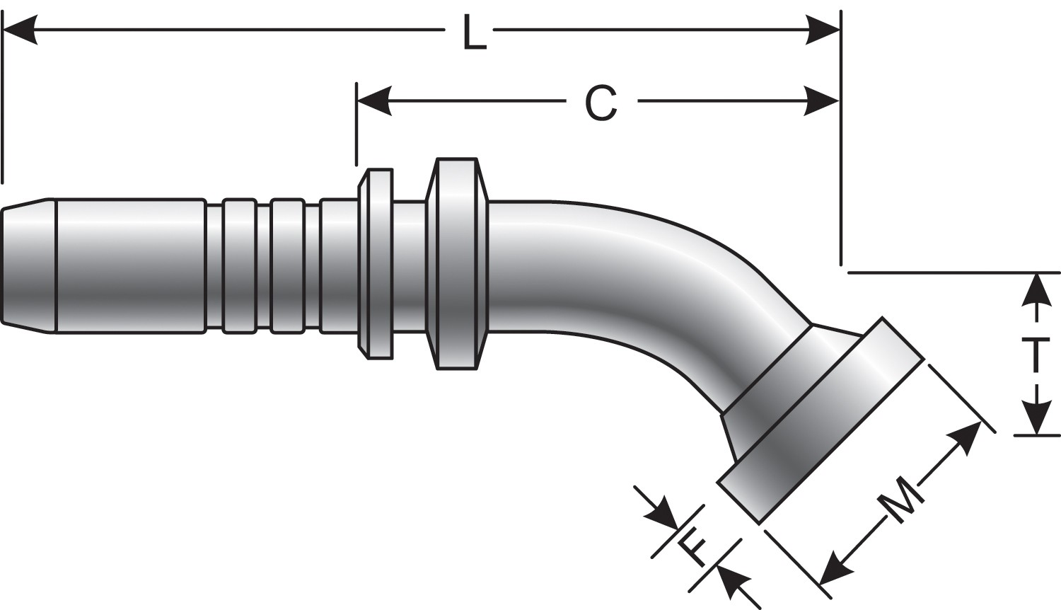 Gates G20407-1216 Caterpillar Style O-Ring Flange - 45 Bent Tube (GlobalSpiral) - Image 3