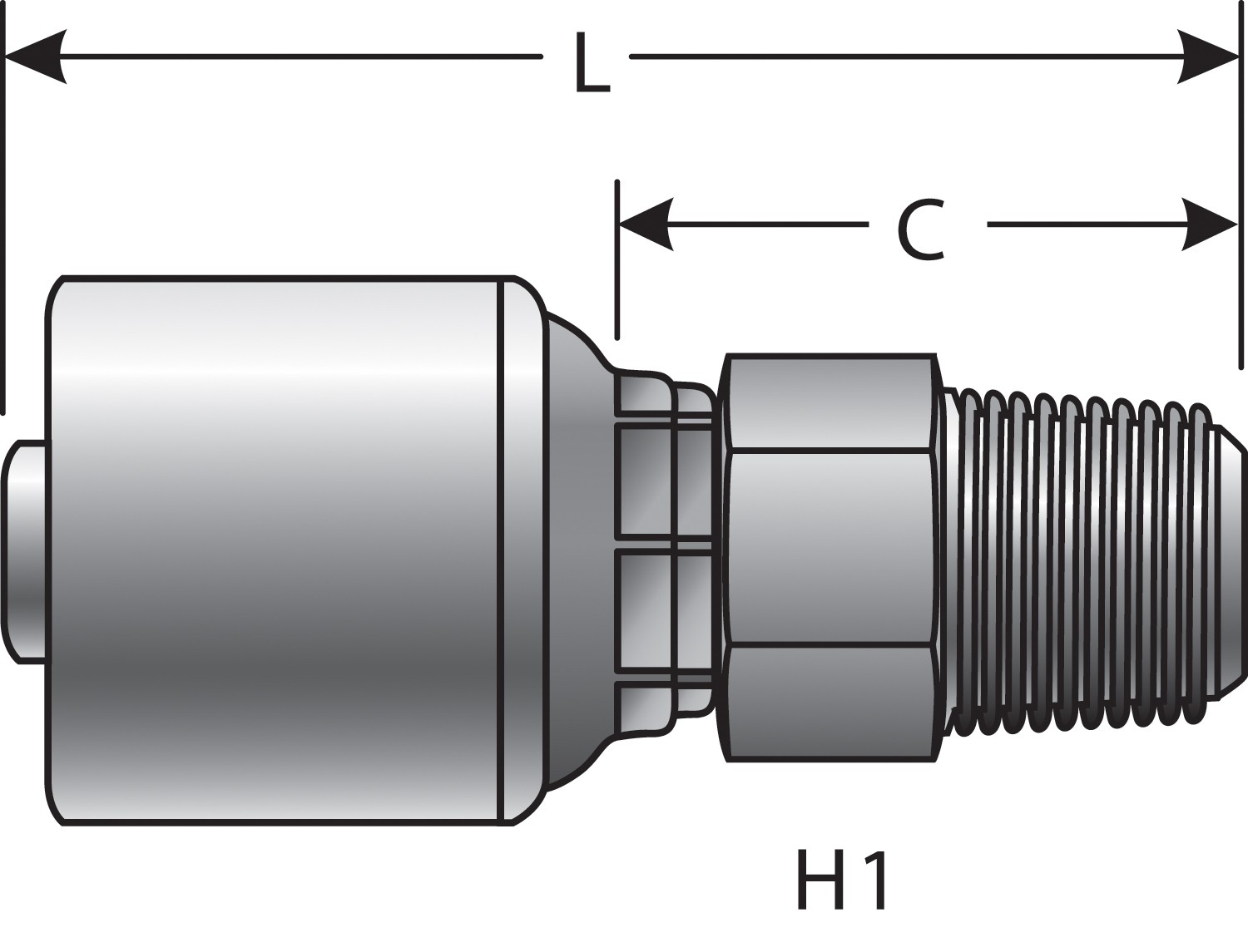 Gates G251000604 Male Pipe (NPTF - 30 Cone Seat) (MegaCrimp) - Image 2