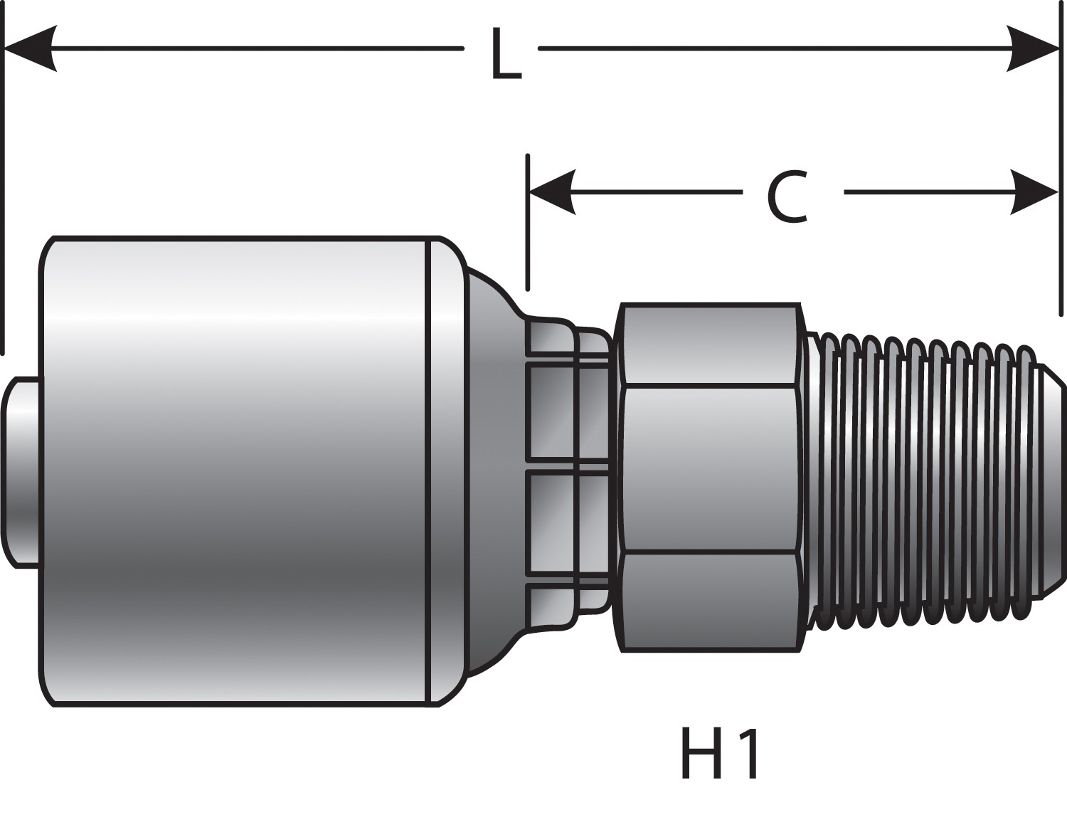 Gates G251000606 Male Pipe (NPTF - 30 Cone Seat) (MegaCrimp)
