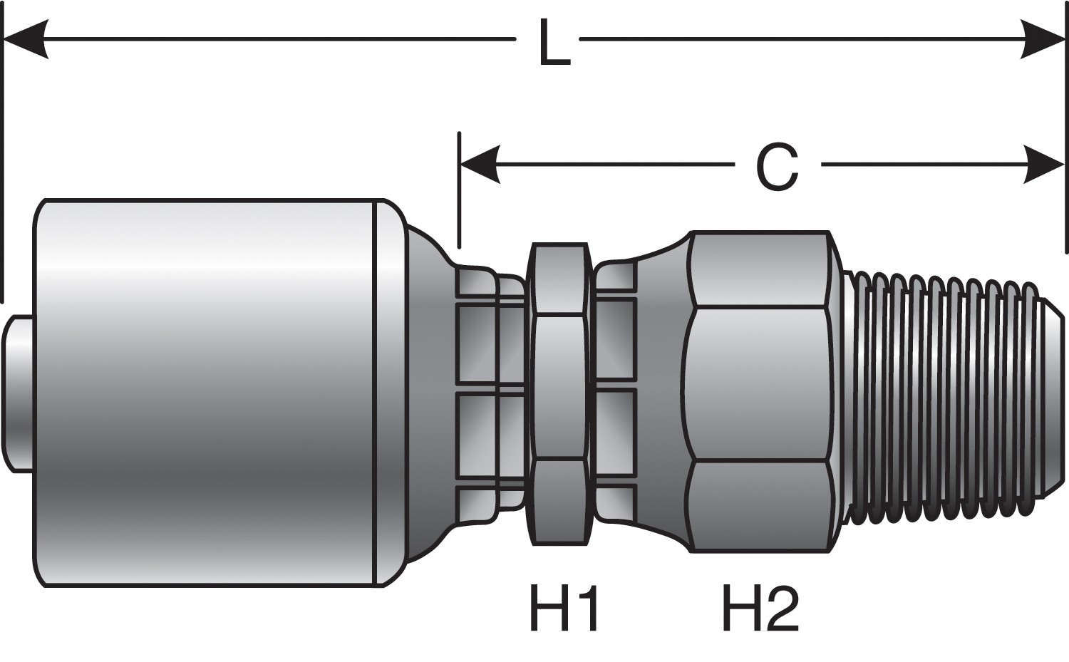 Gates G251050404 Male Pipe Swivel (NPTF - Without 30 Cone Seat) (MegaCrimp) - Image 3