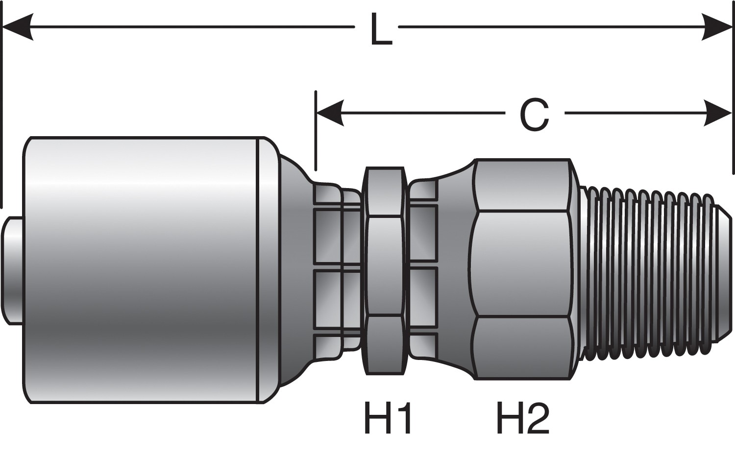 Gates G251050604 Male Pipe Swivel (NPTF - Without 30 Cone Seat) (MegaCrimp) - Image 3