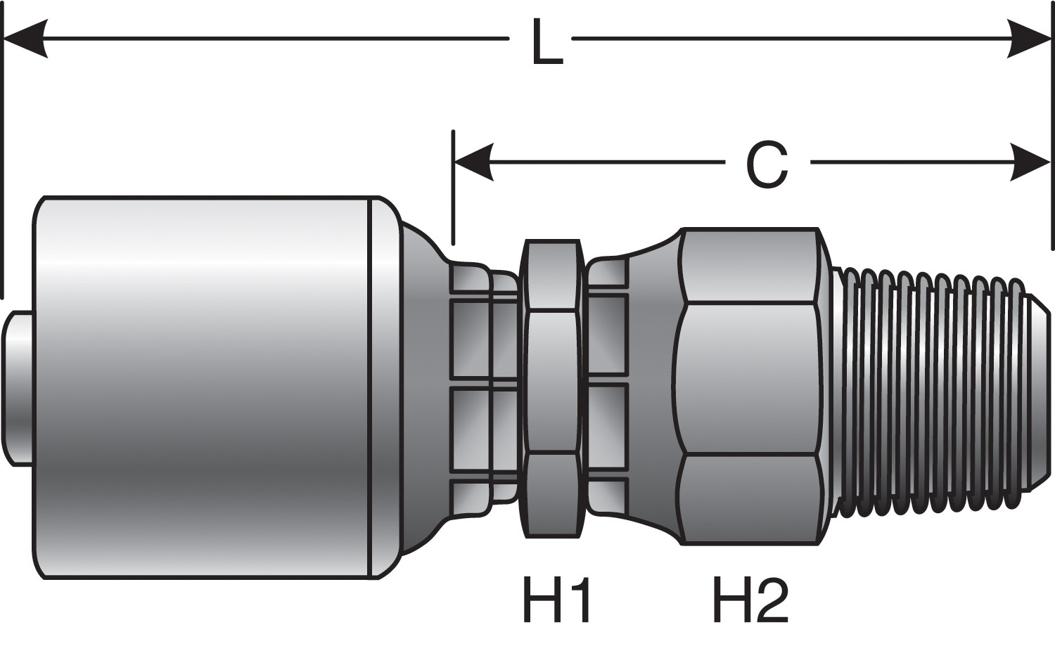 Gates G251050808 Male Pipe Swivel (NPTF - Without 30 Cone Seat) (MegaCrimp) - Image 3