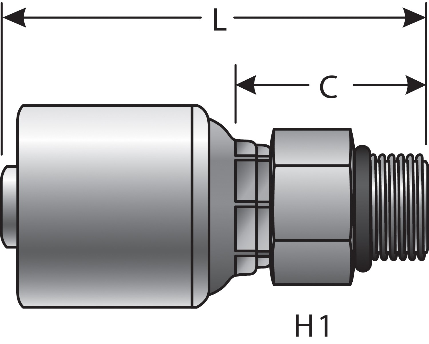 Gates G251200610 Male O-Ring Boss (MegaCrimp)