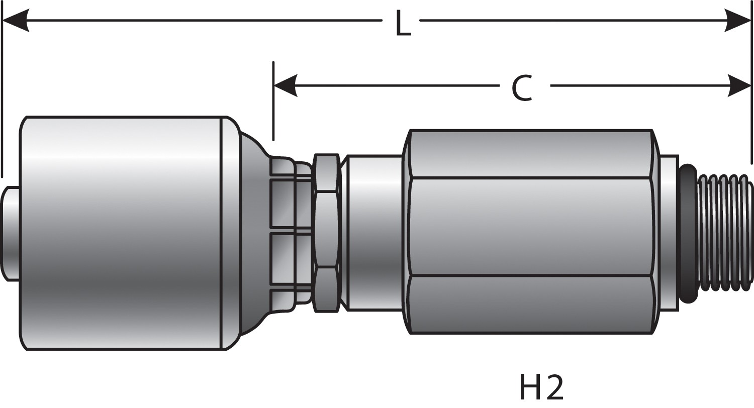 Gates G251210810 Male O-Ring Boss Swivel (MegaCrimp)